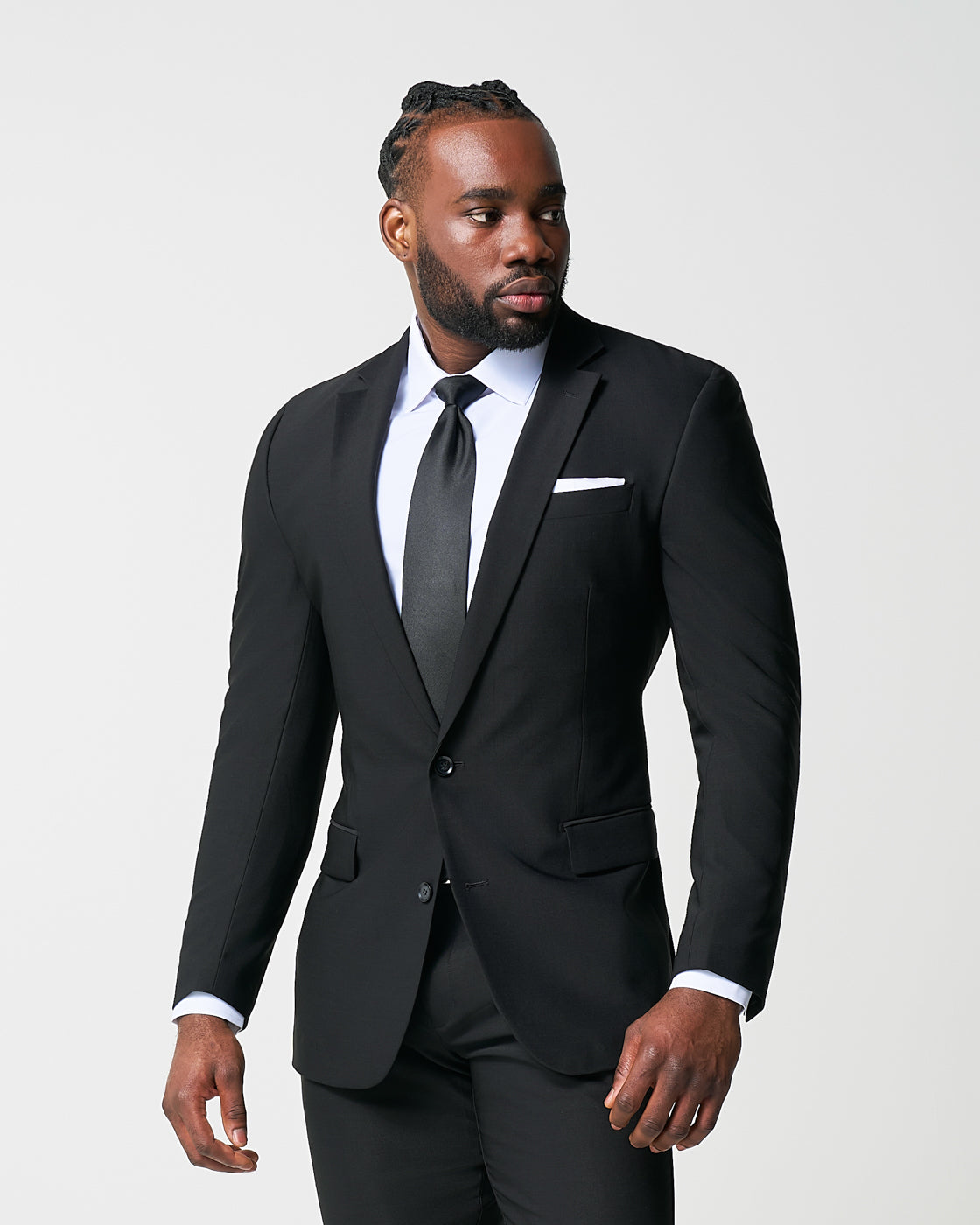 Athletic Fit Stretch Suit - Heathered Black