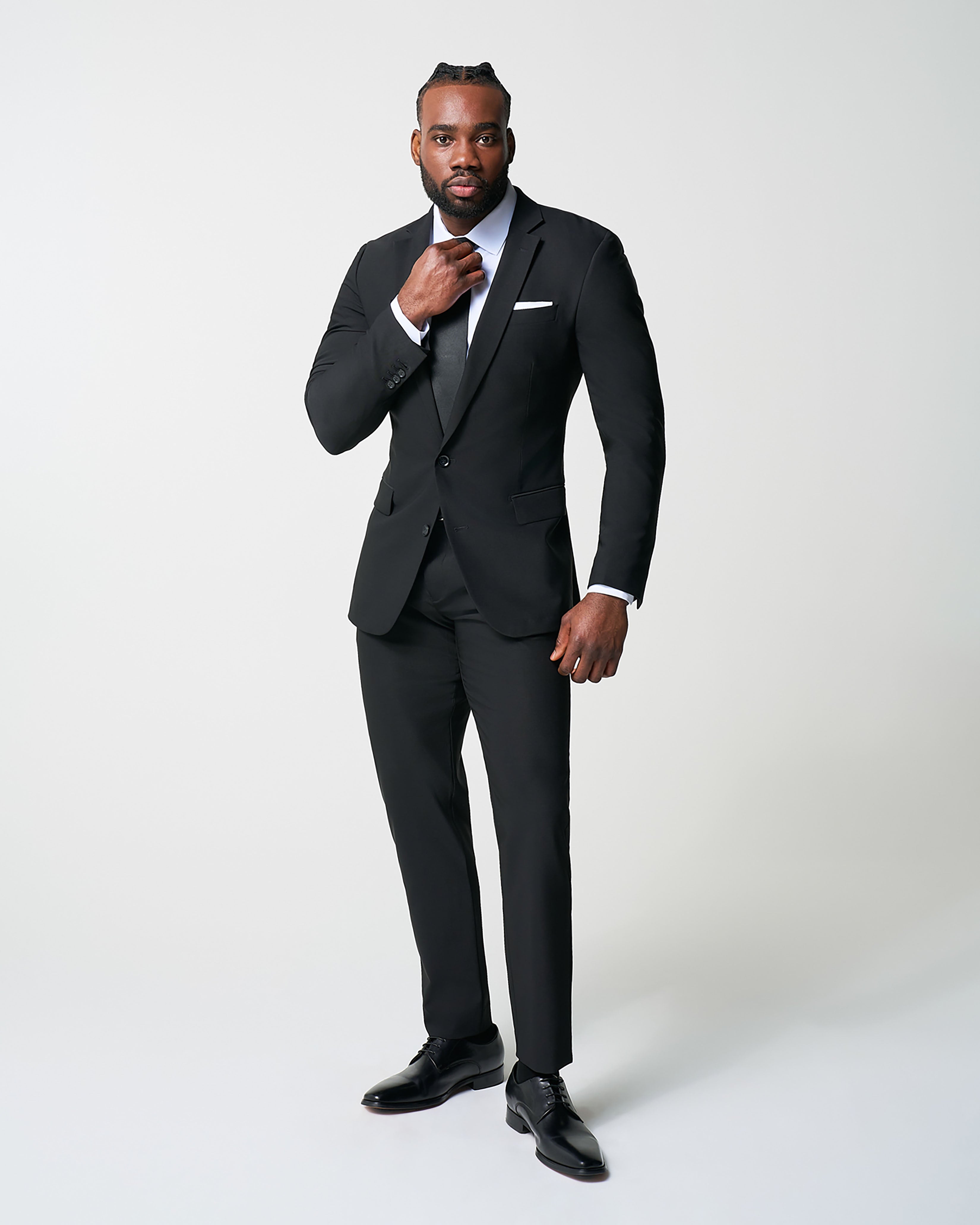 Athletic Fit Stretch Suit - Heathered Black