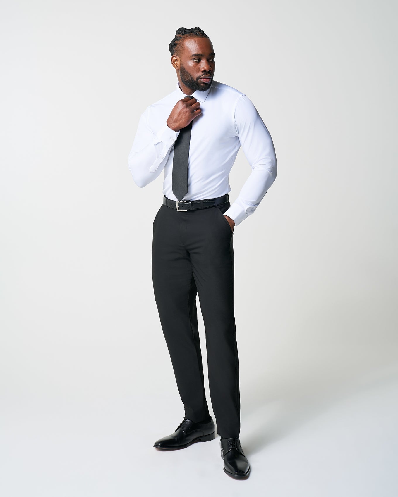 Athletic Fit Stretch Suit - Heathered Black