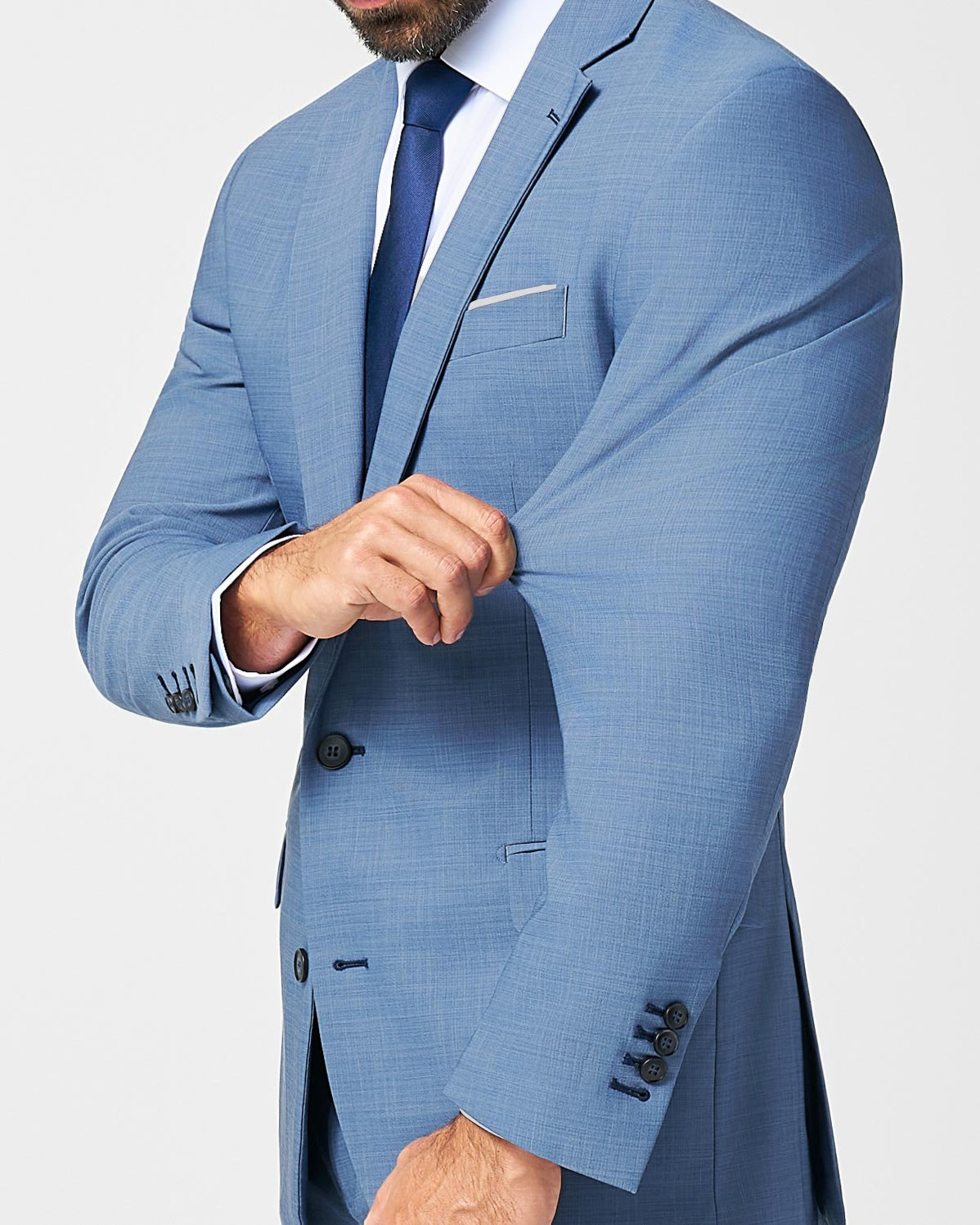 Athletic Fit Stretch Suit - Heathered Light Blue