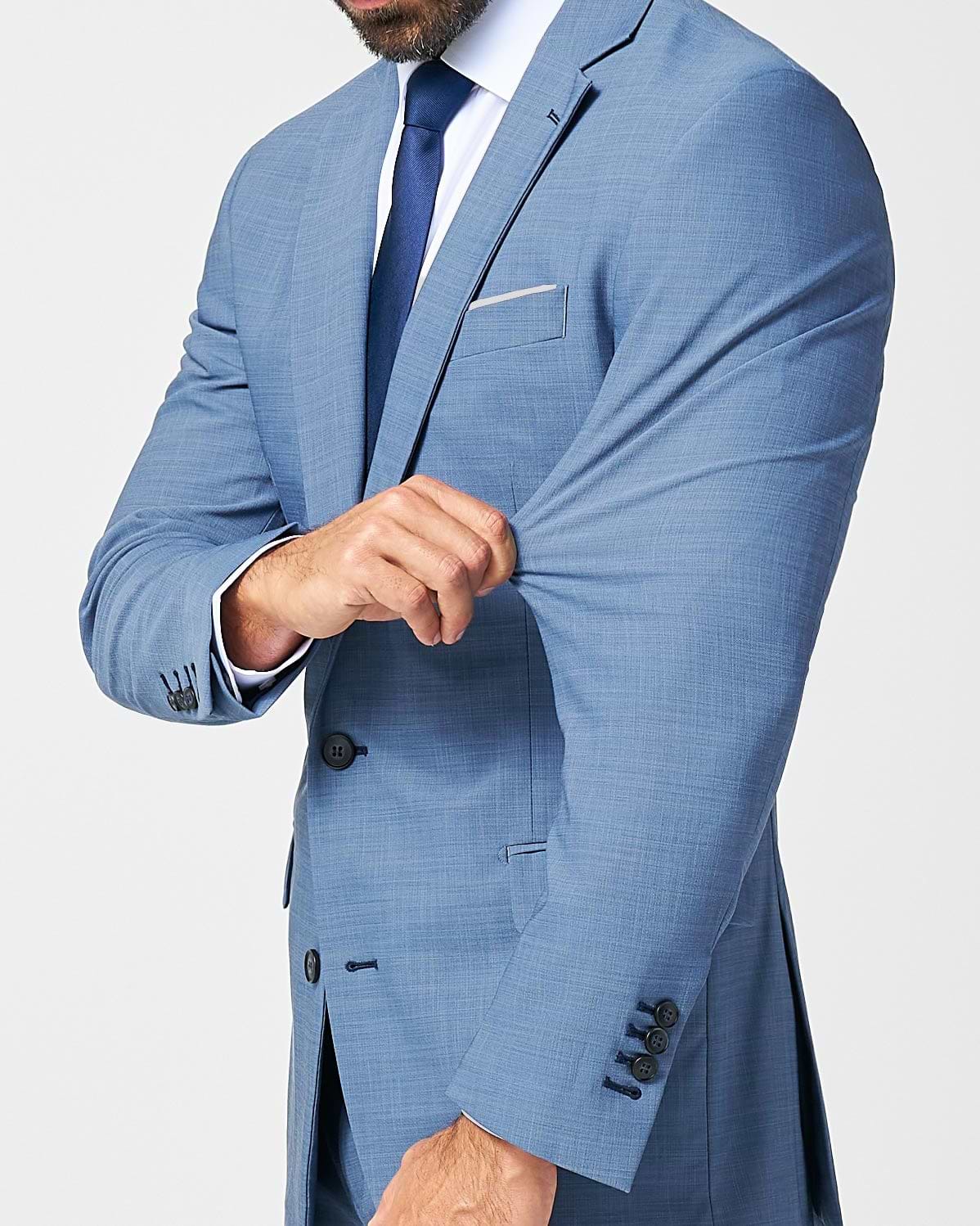 Athletic Fit Stretch Blazer - Heathered Light Blue