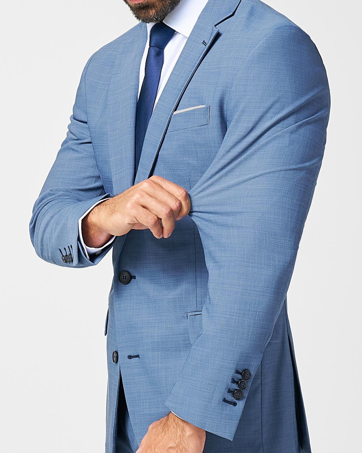 Athletic Fit Stretch Suit - Heathered Light Blue