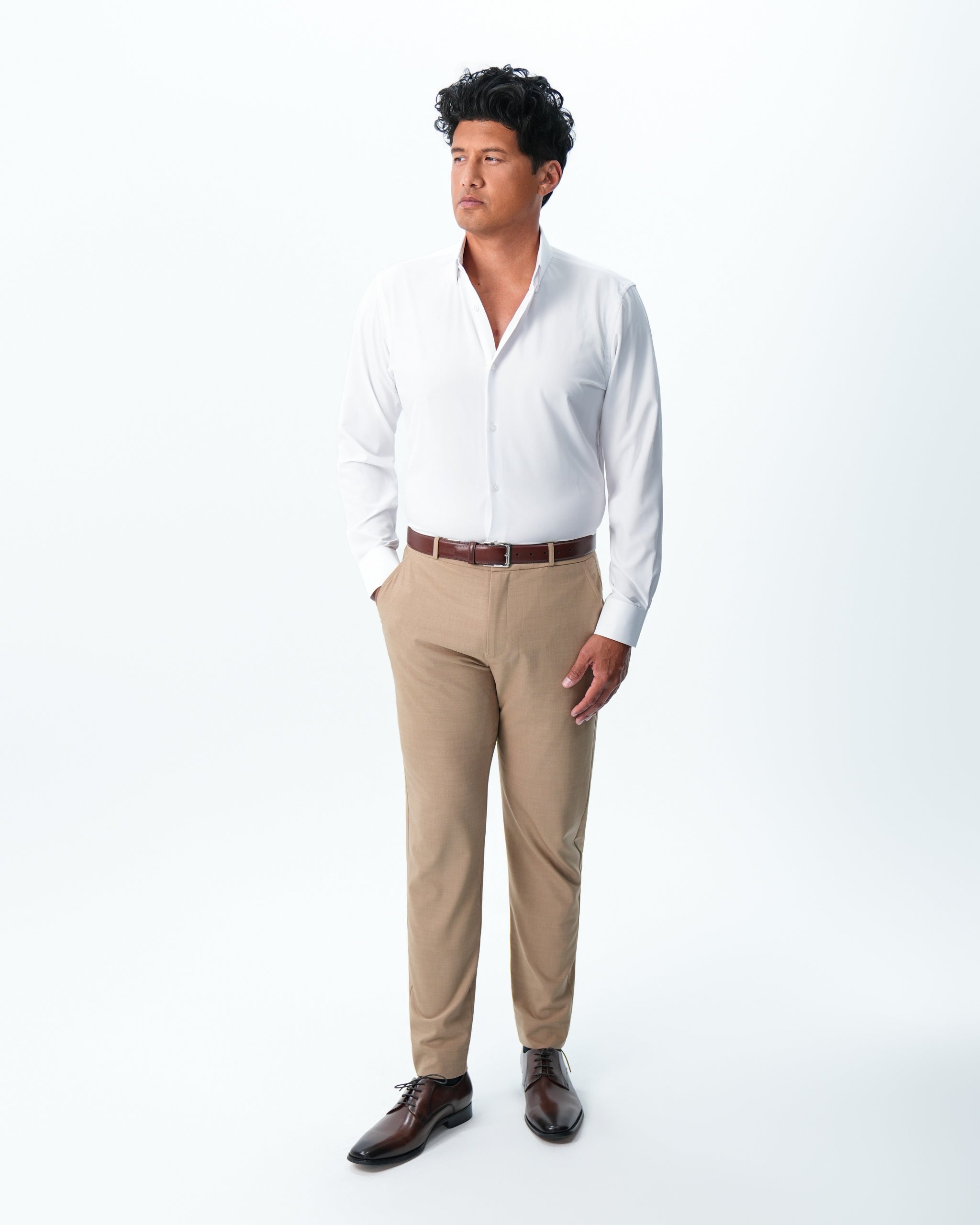 Athletic Fit Stretch Suit - Heathered Sand