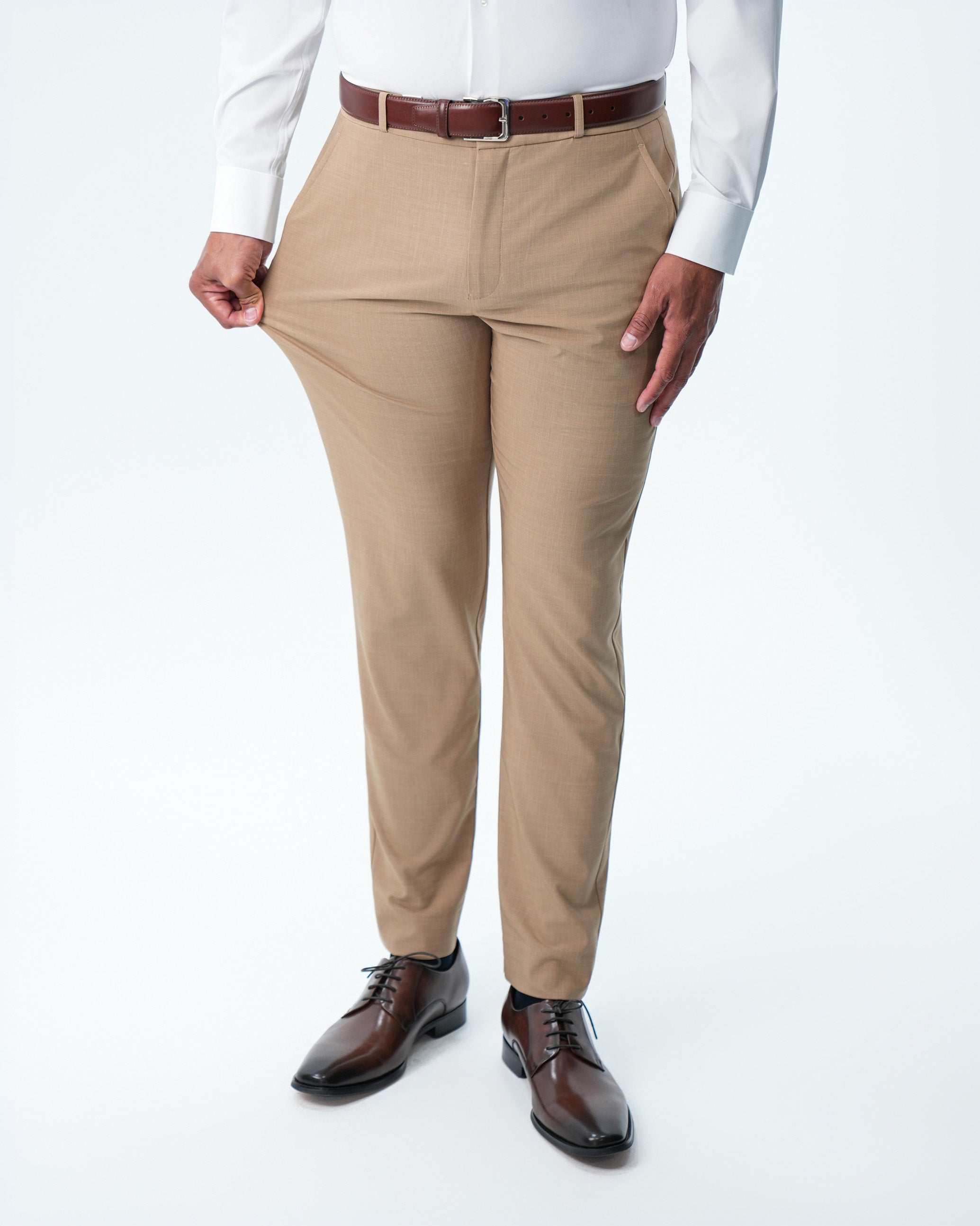 Athletic Fit Stretch Suit - Heathered Sand