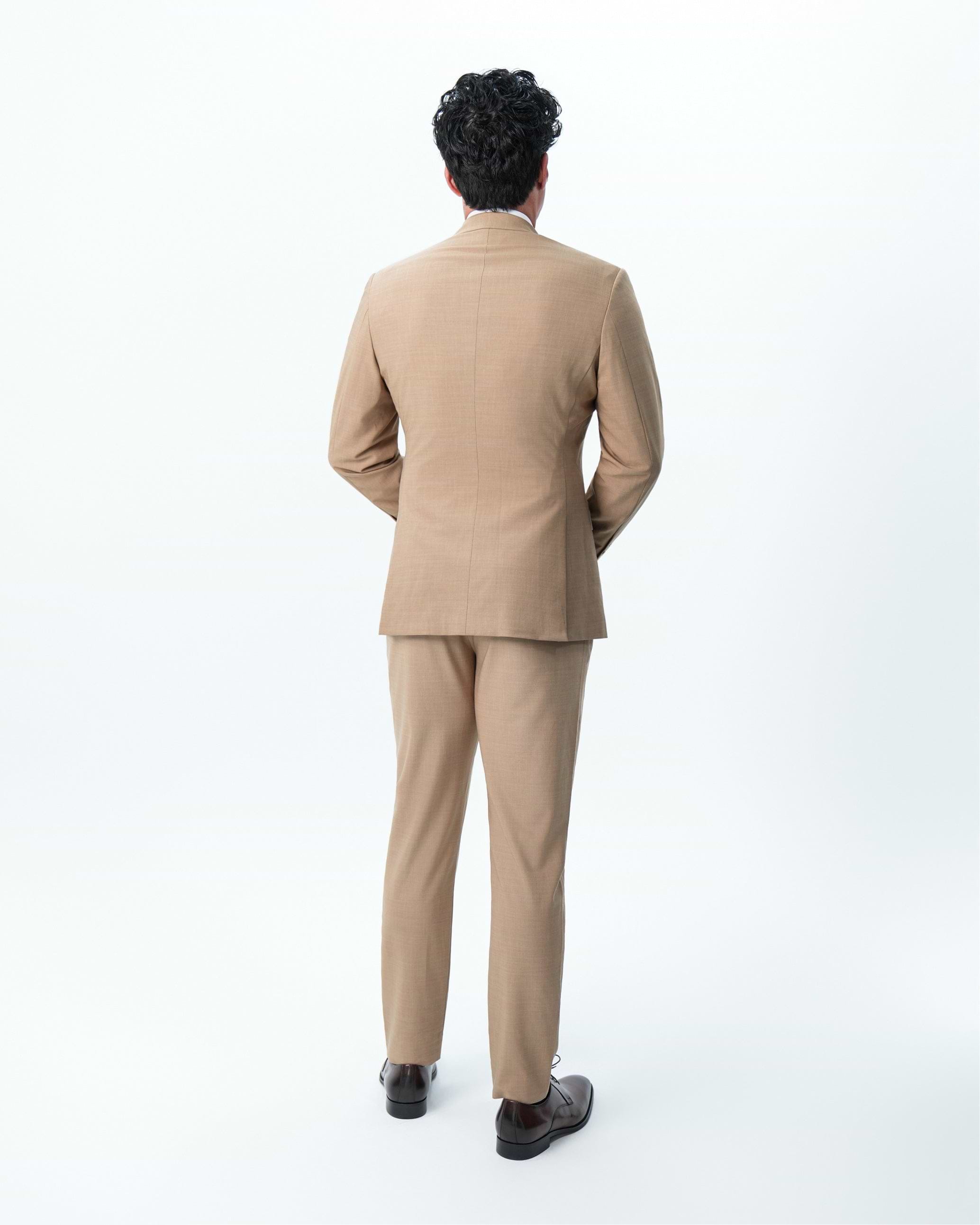 Athletic Fit Stretch Suit - Heathered Sand
