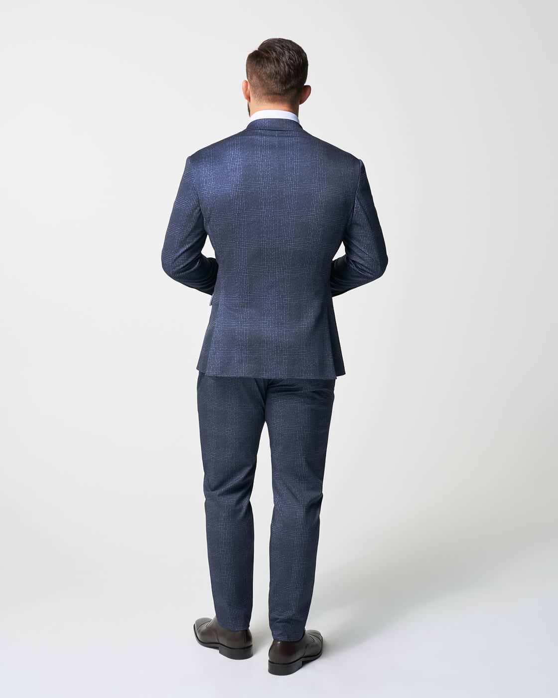 Athletic Fit Stretch Suit - Independence Blue Big Plaid