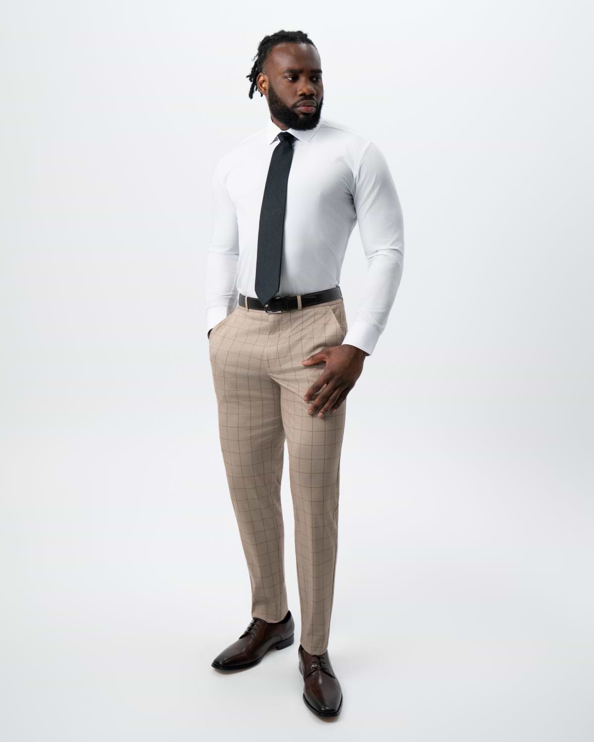 Athletic Fit Stretch Suit - Khaki and Olive Windowpane