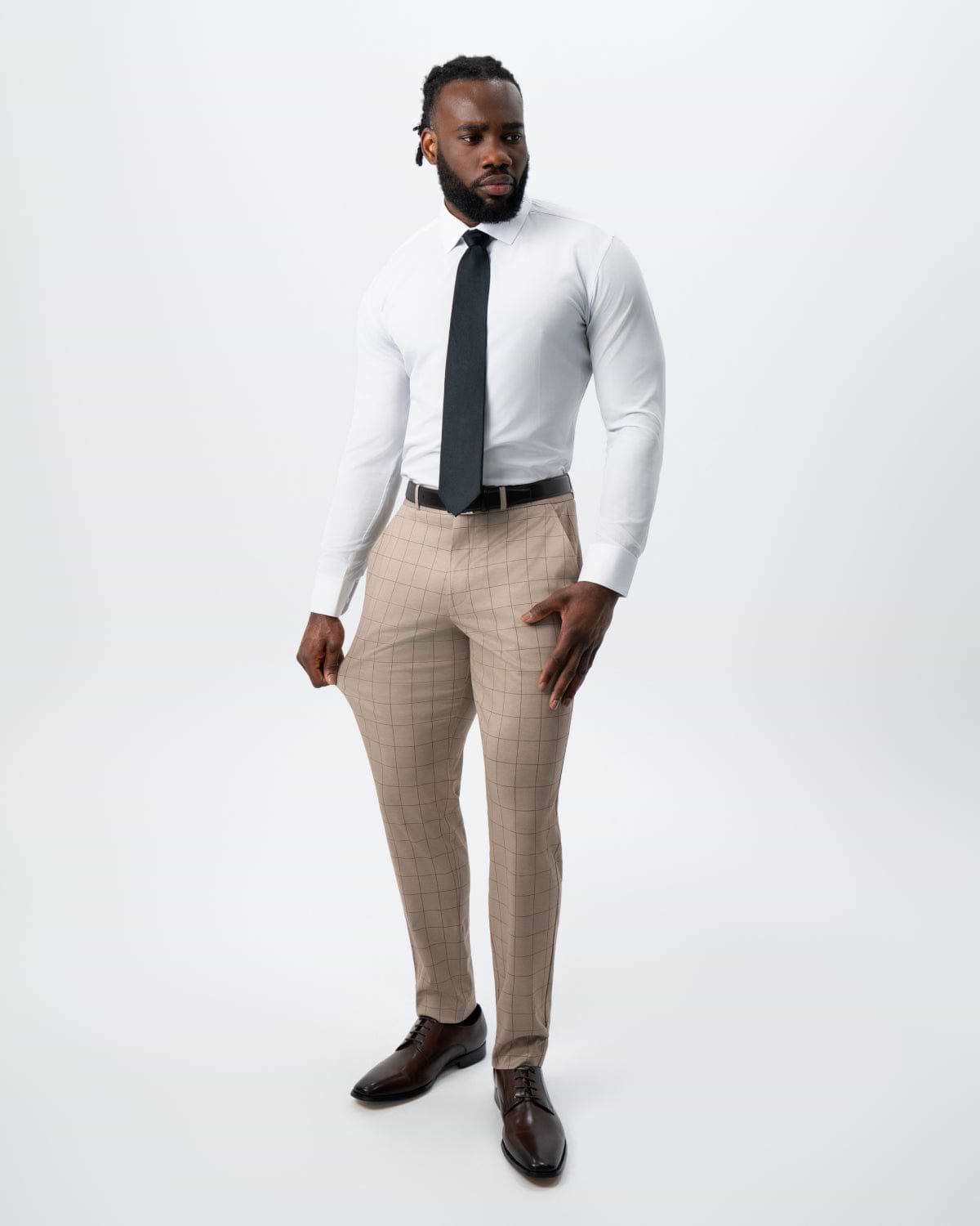 Athletic Fit Stretch Suit - Khaki and Olive Windowpane
