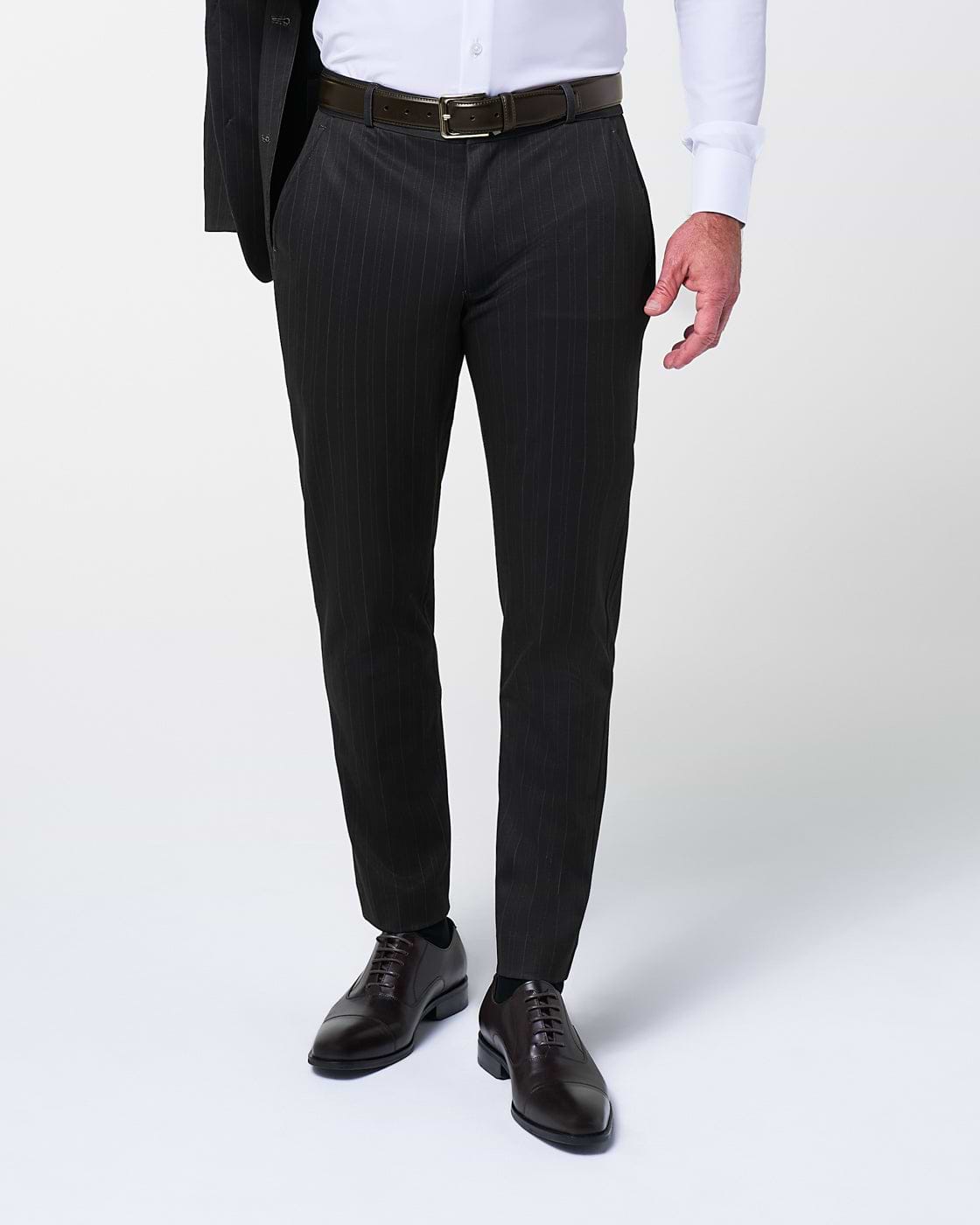 Athletic Fit Stretch Suit - Knit Navy & Grey Big Stripe