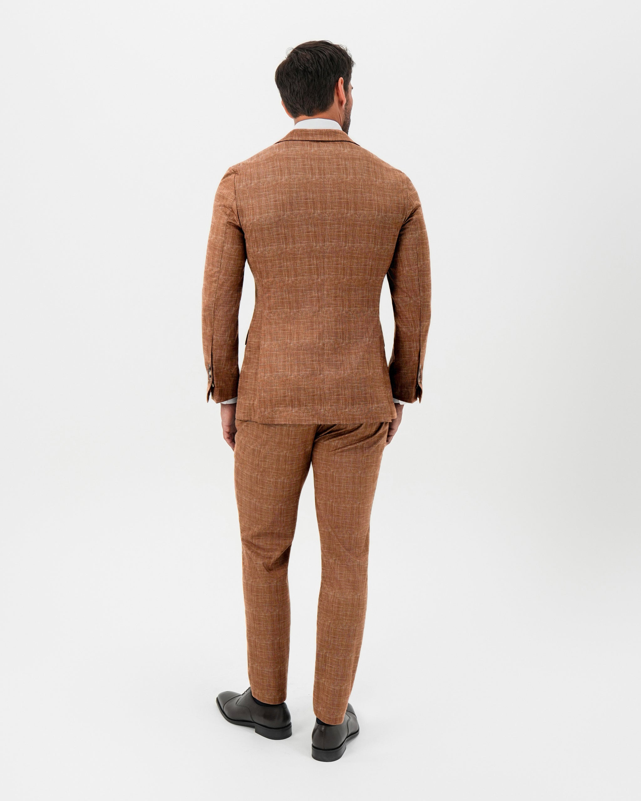 Athletic Fit Stretch Suit - Unstructured Light Brown Crosshatch