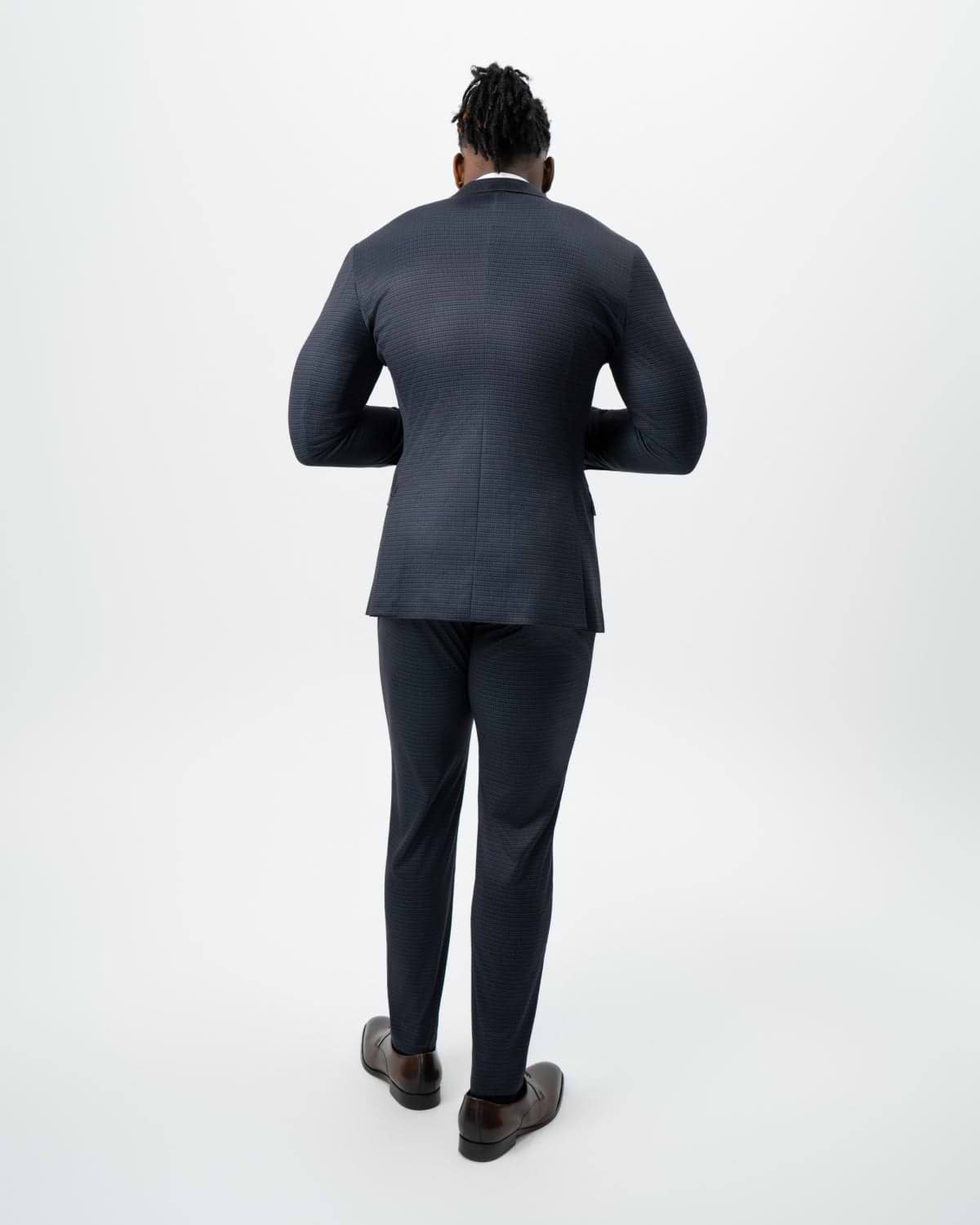 Athletic Fit Stretch Suit - Maroon, Navy, and Black Mini Check