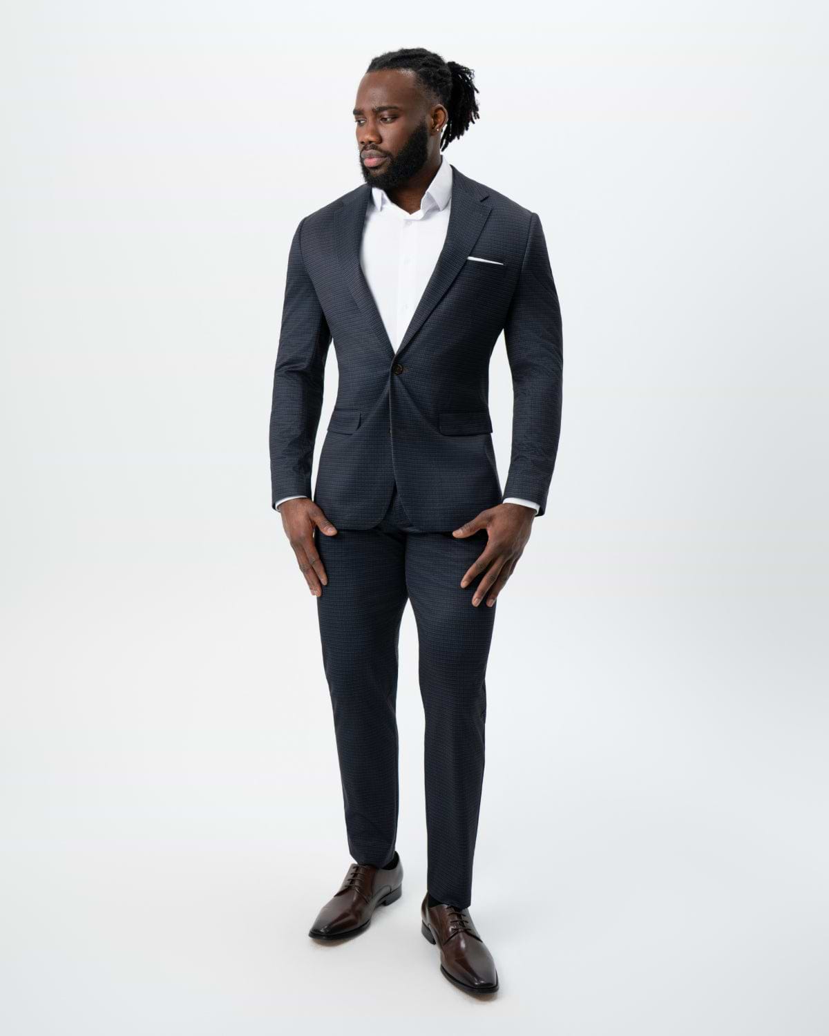 Athletic Fit Stretch Suit - Maroon, Navy, and Black Mini Check