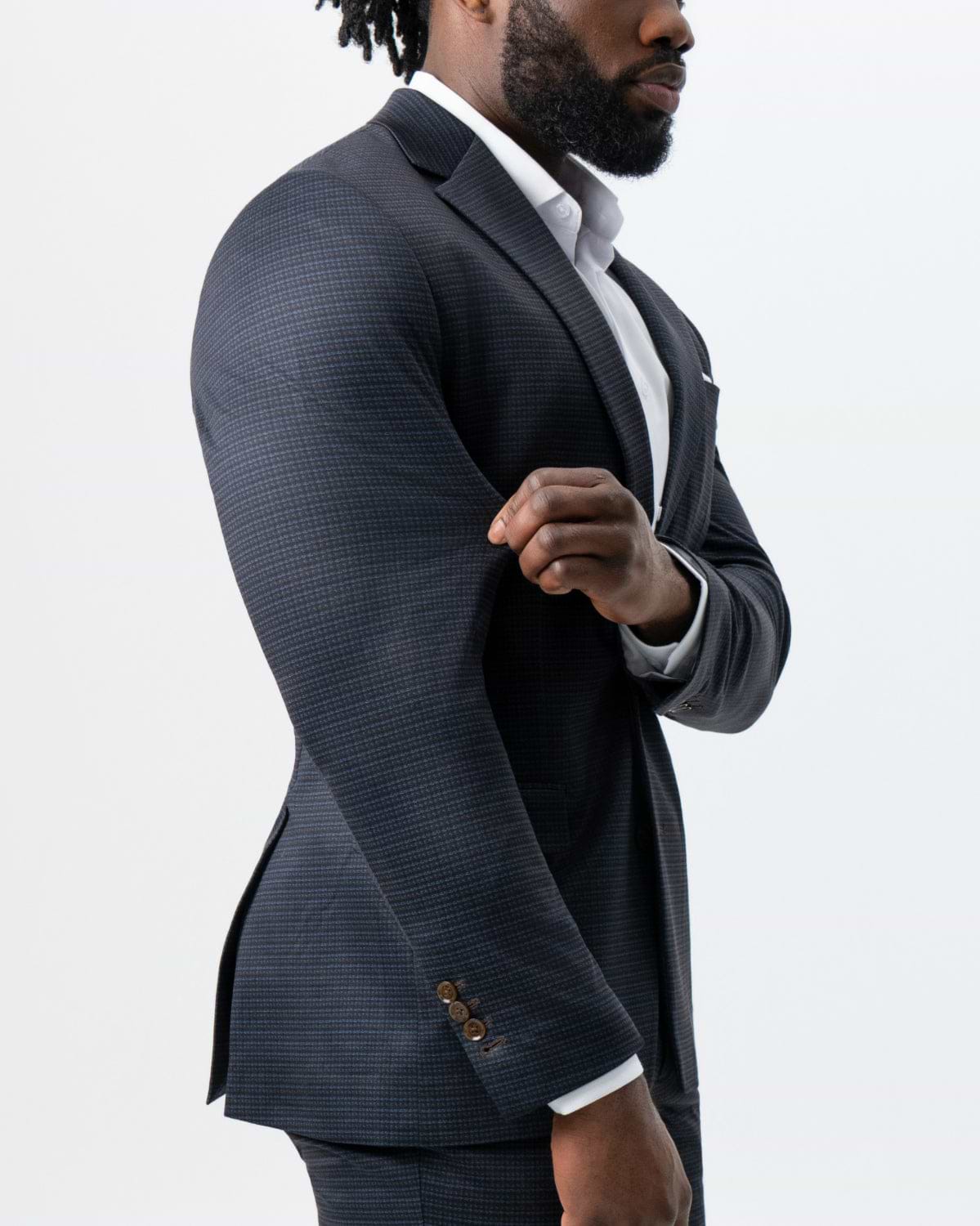 Athletic Fit Stretch Suit - Maroon, Navy, and Black Mini Check