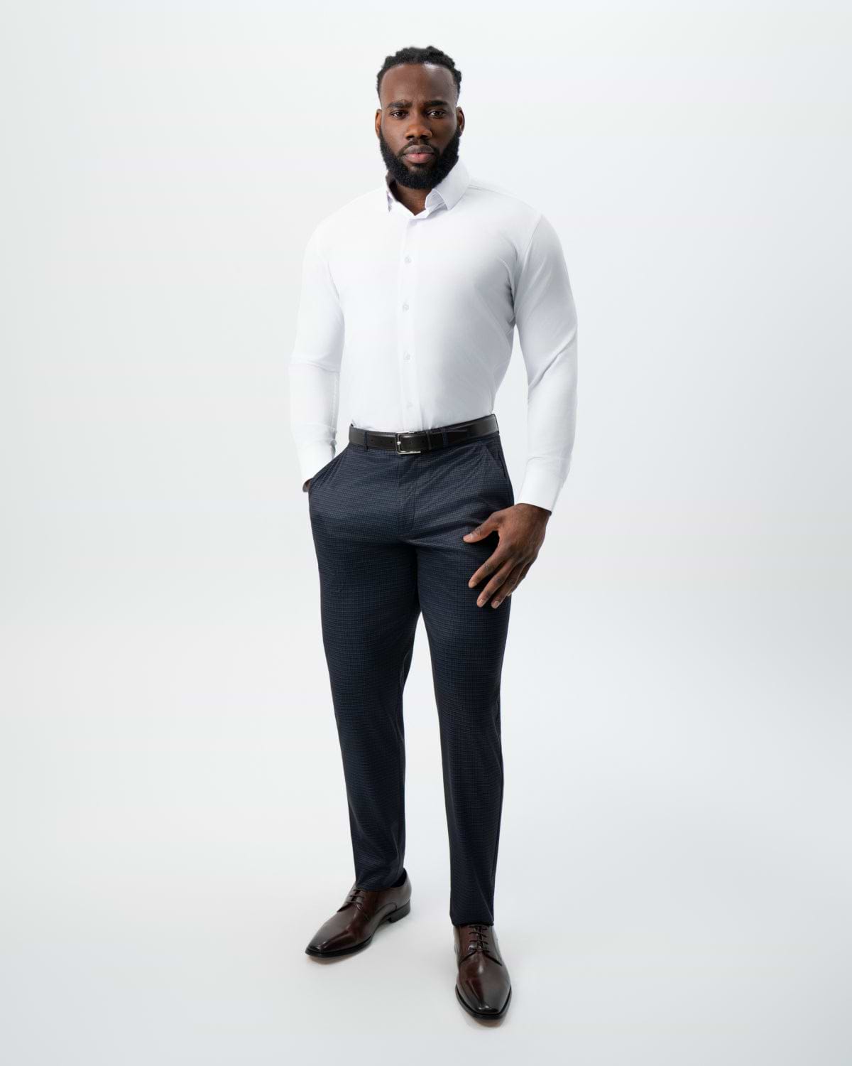 Athletic Fit Stretch Suit - Maroon, Navy, and Black Mini Check