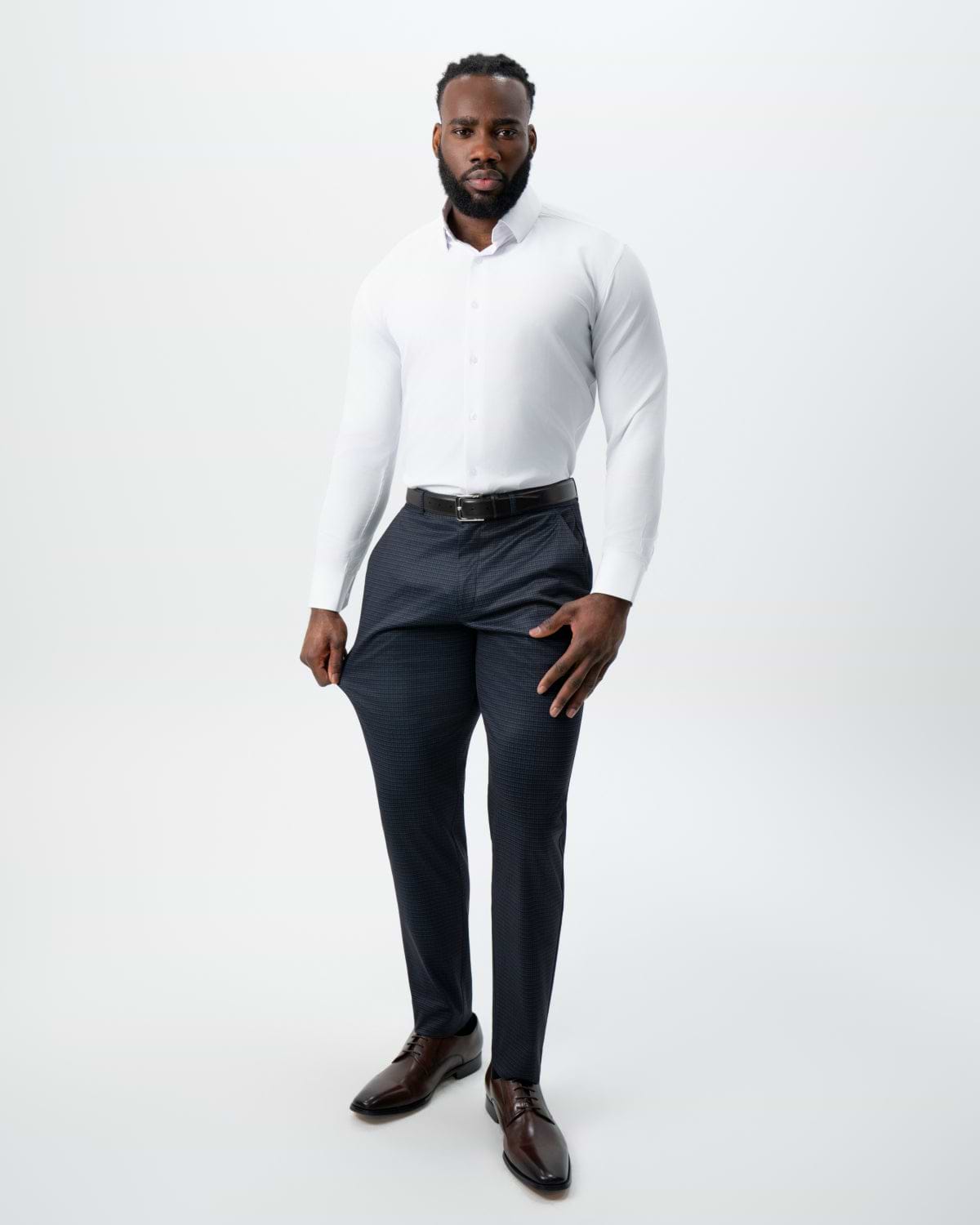 Athletic Fit Stretch Suit - Maroon, Navy, and Black Mini Check