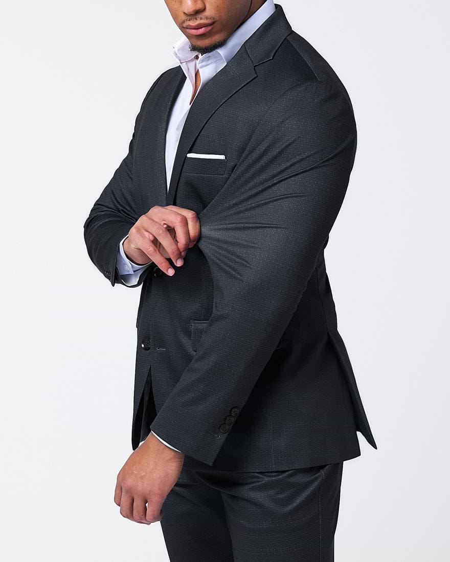 Athletic Fit Stretch Suit - Midnight Navy & Blue Microcheck