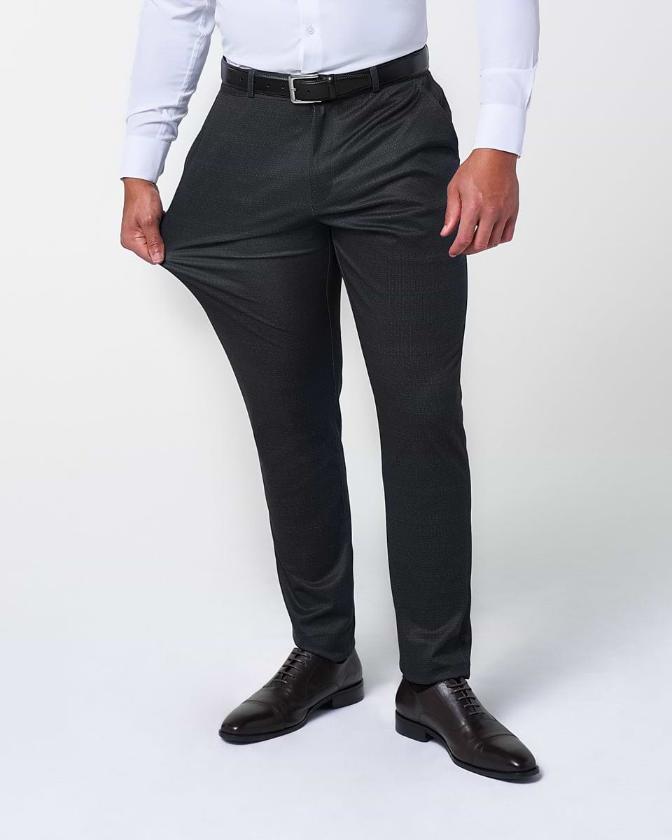 Athletic Fit Stretch Suit - Midnight Navy & Blue Microcheck