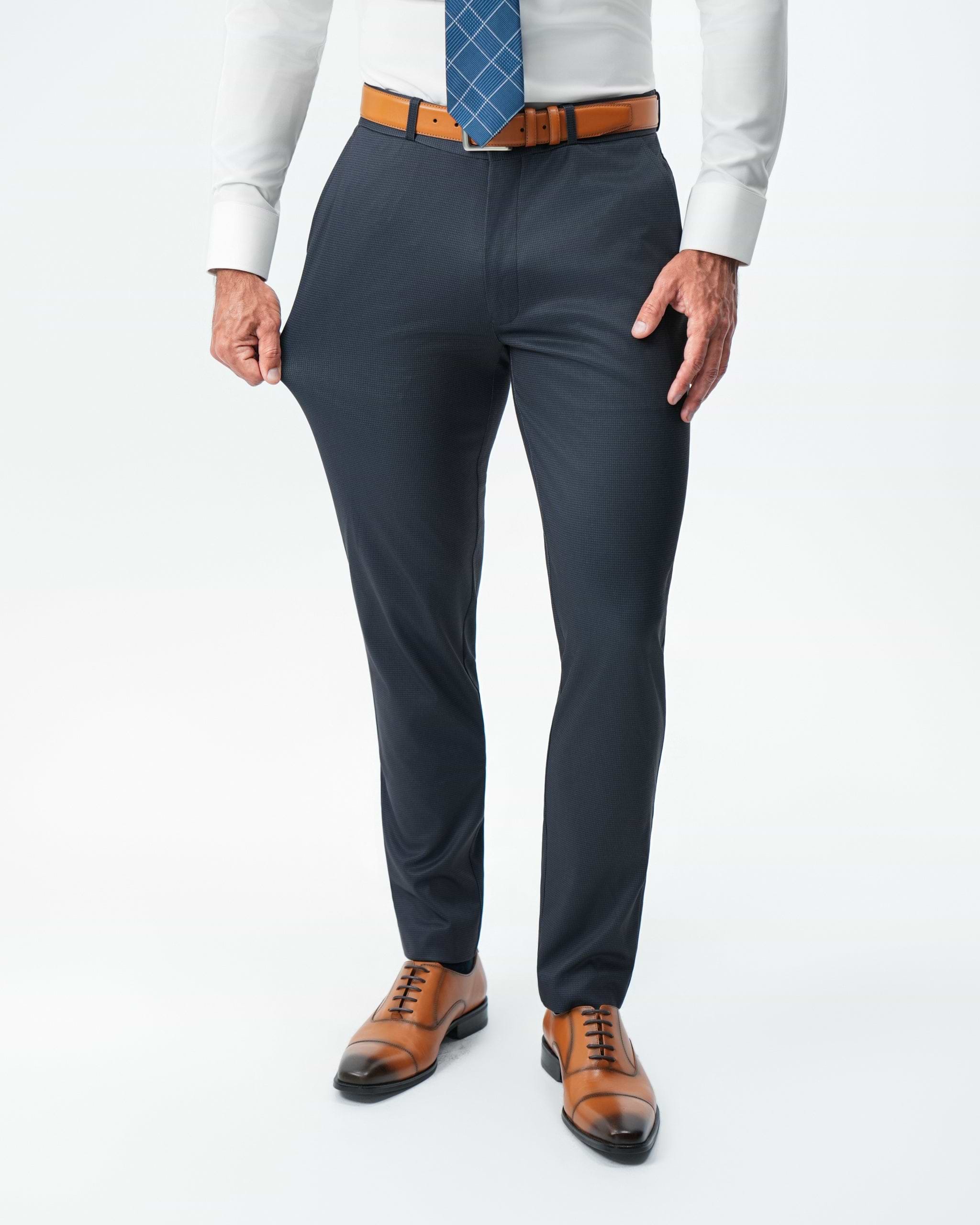 Athletic Fit Stretch Suit - Navy and Black Mini Houndstooth