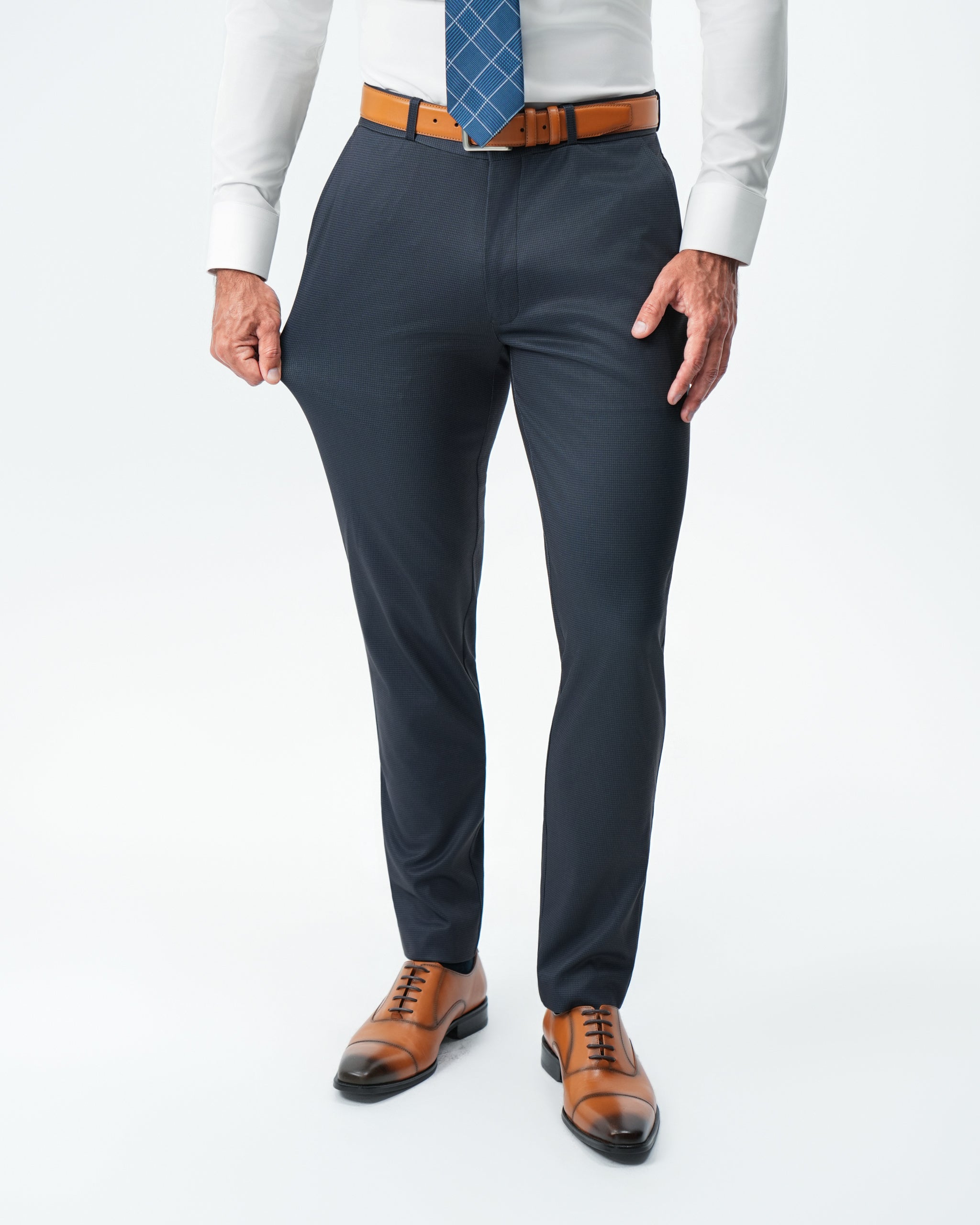 Athletic Fit Stretch Suit - Navy and Black Mini Houndstooth 