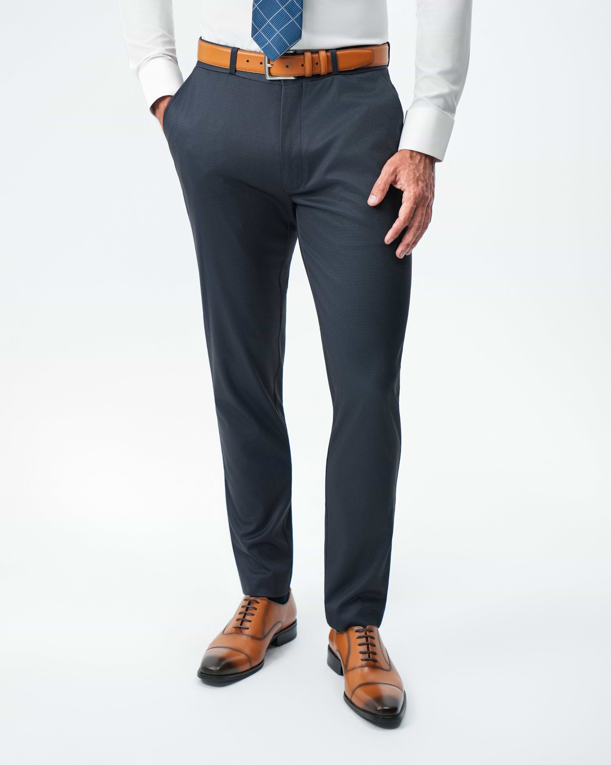 Athletic Fit Stretch Suit Pants - Navy & Black Mini Houndstooth