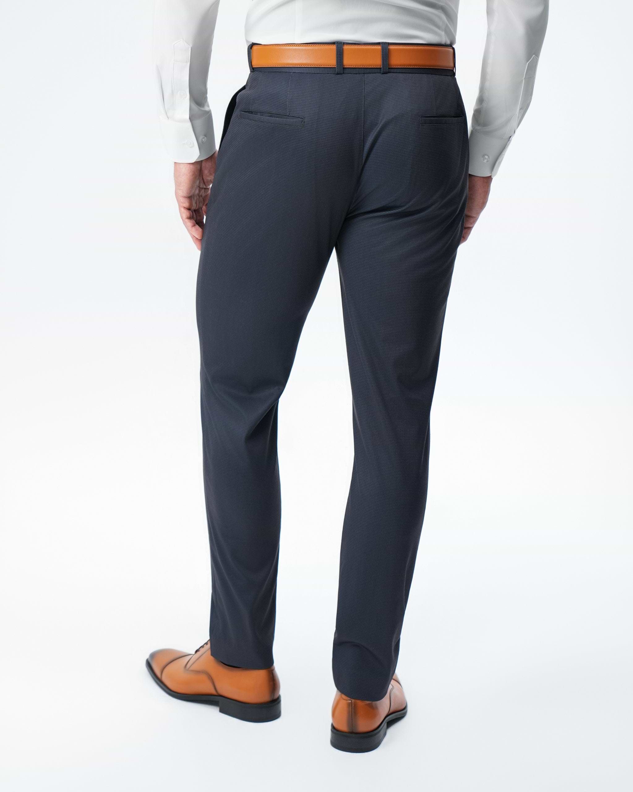 Athletic Fit Stretch Suit Pants - Navy & Black Mini Houndstooth