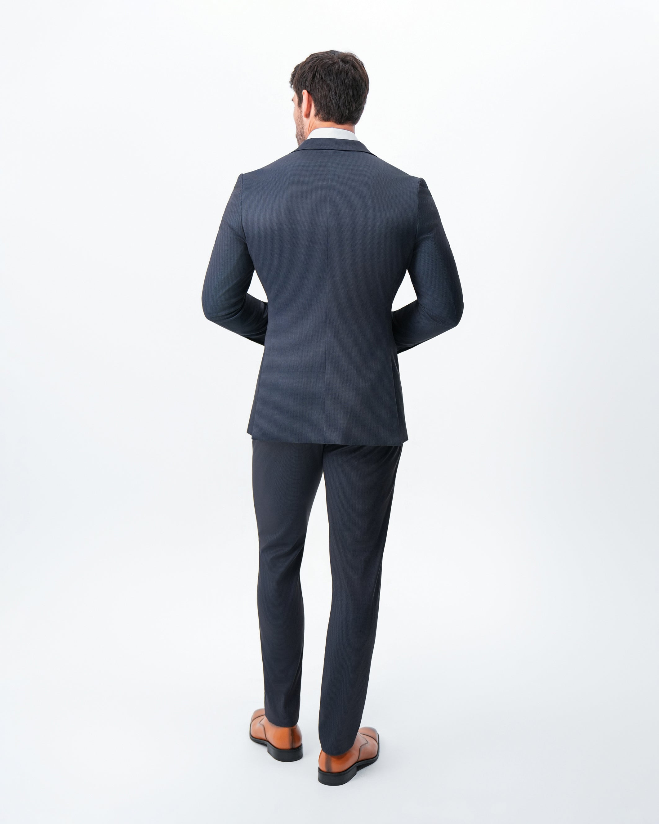 Athletic Fit Stretch Suit - Navy and Black Mini Houndstooth 