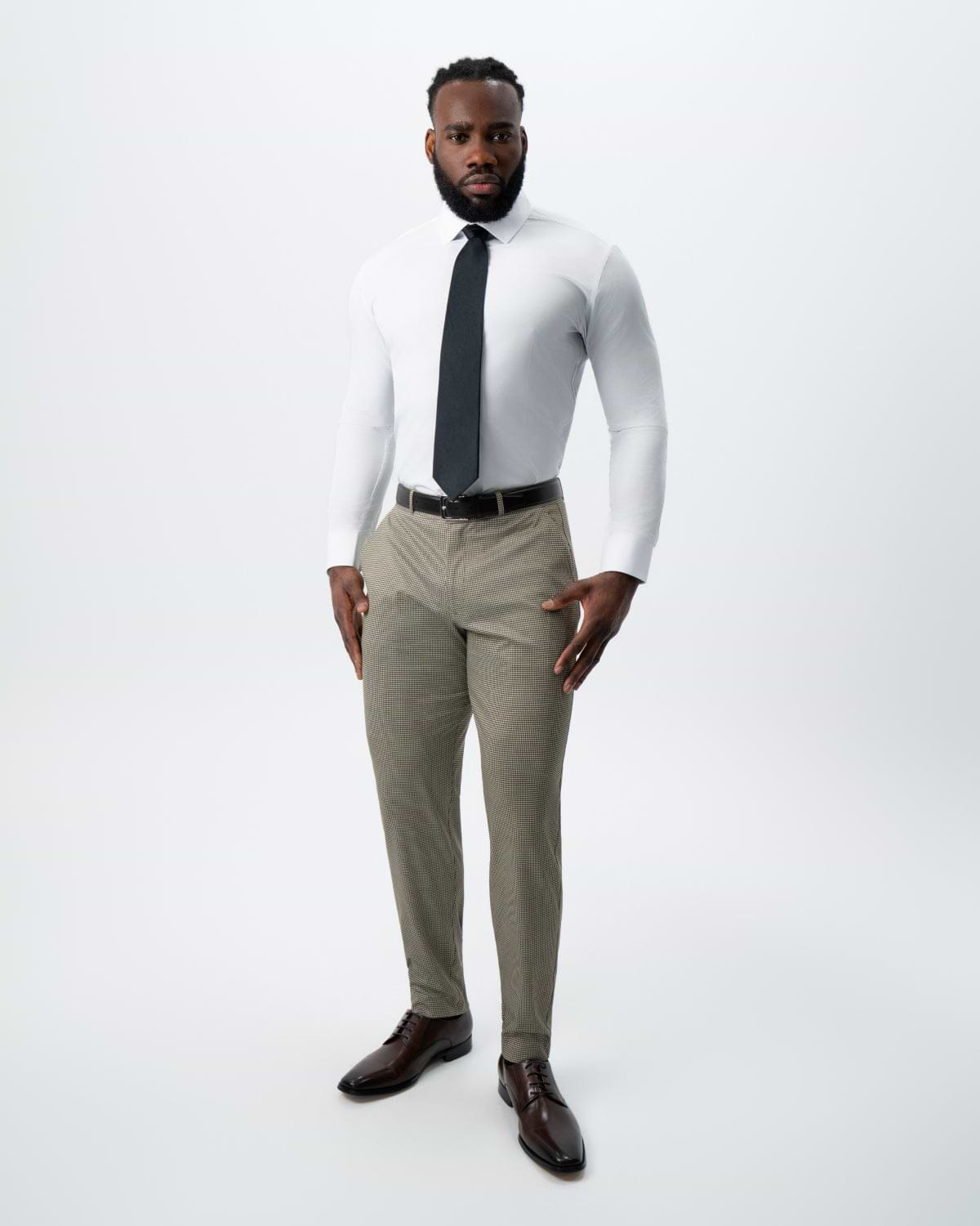 Athletic Fit Stretch Suit - Olive Houndstooth