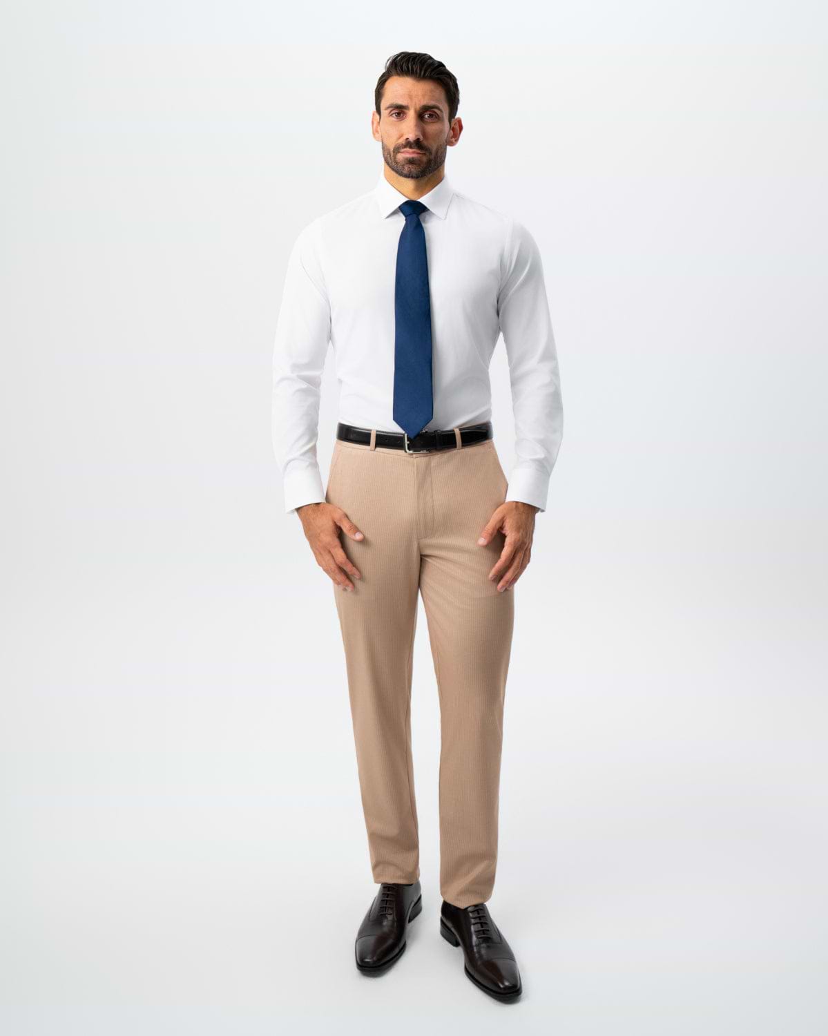 Athletic Fit Stretch Suit - Peach and White Pinstripe