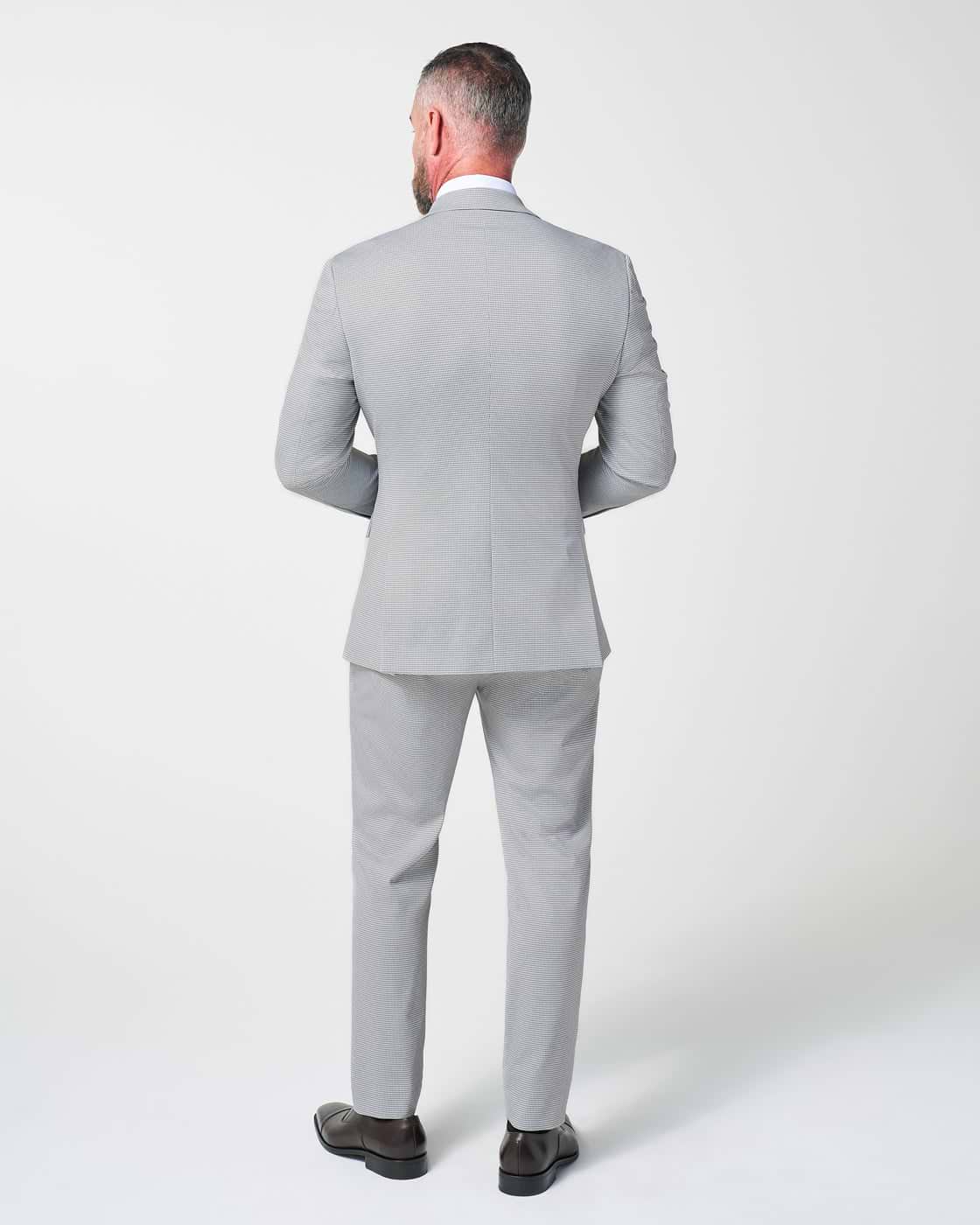 Athletic Fit Stretch Suit - Slate Grey Houndstooth