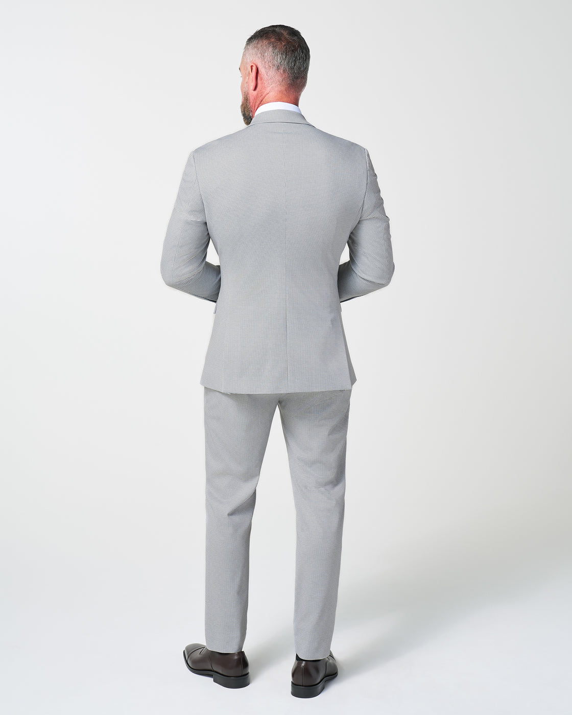 Athletic Fit Stretch Suit - Slate Grey Houndstooth