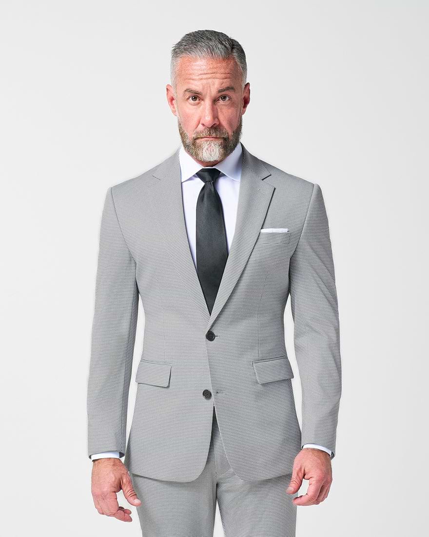 Athletic Fit Stretch Suit - Slate Grey Houndstooth