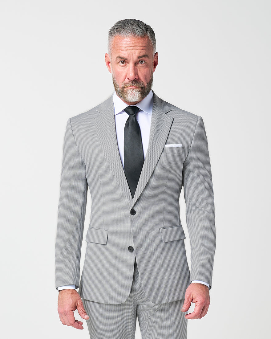 Athletic Fit Stretch Suit - Slate Grey Houndstooth