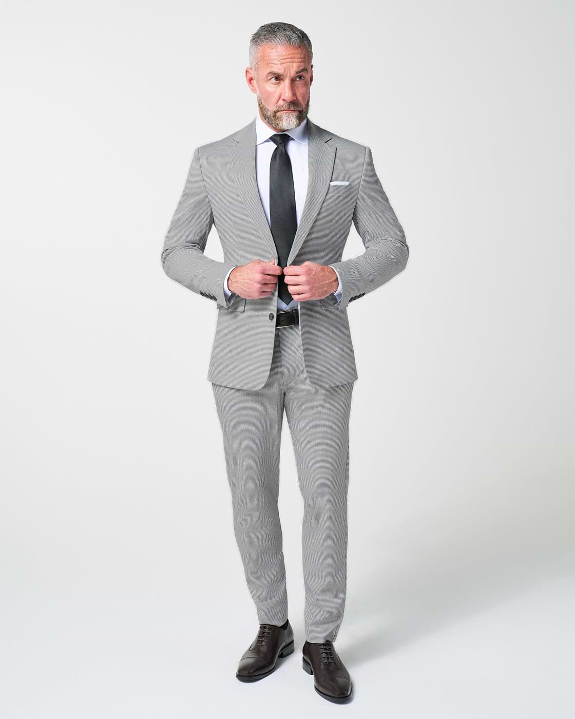 Athletic Fit Stretch Suit - Slate Grey Houndstooth