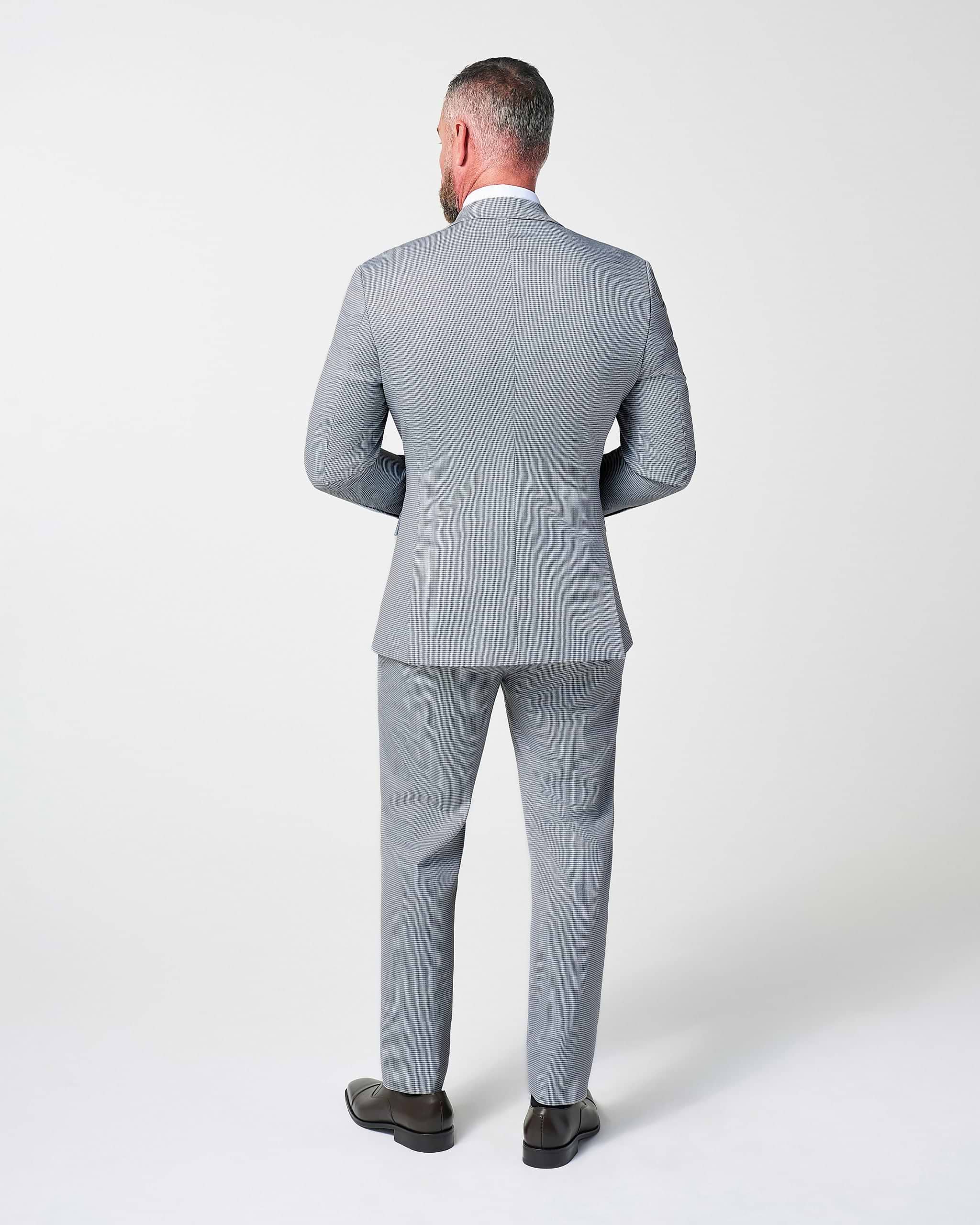 Athletic Fit Stretch Suit - Slate Grey Houndstooth