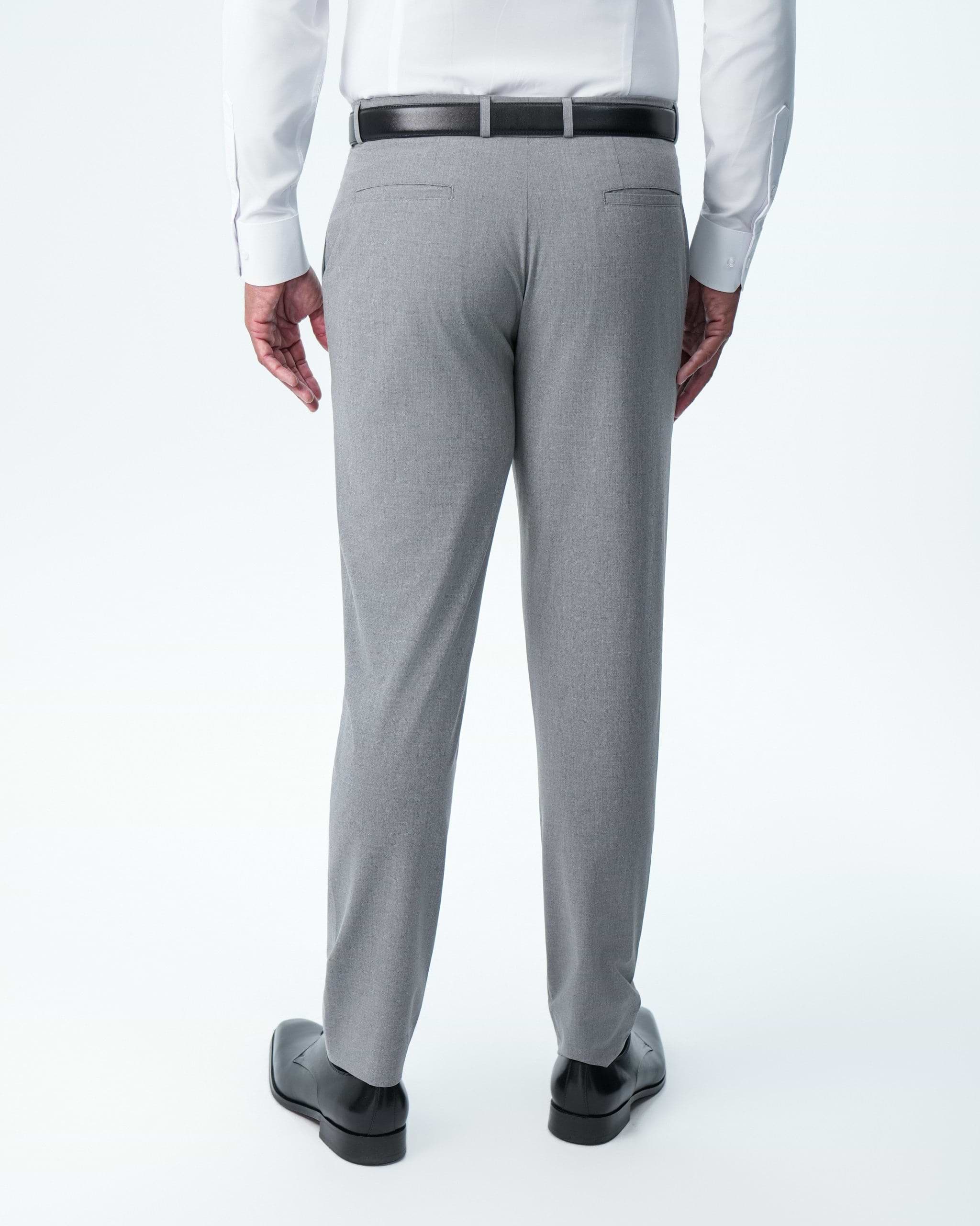 Athletic Fit Stretch Suit Pants - Lightweight Heathered Smoked Grey