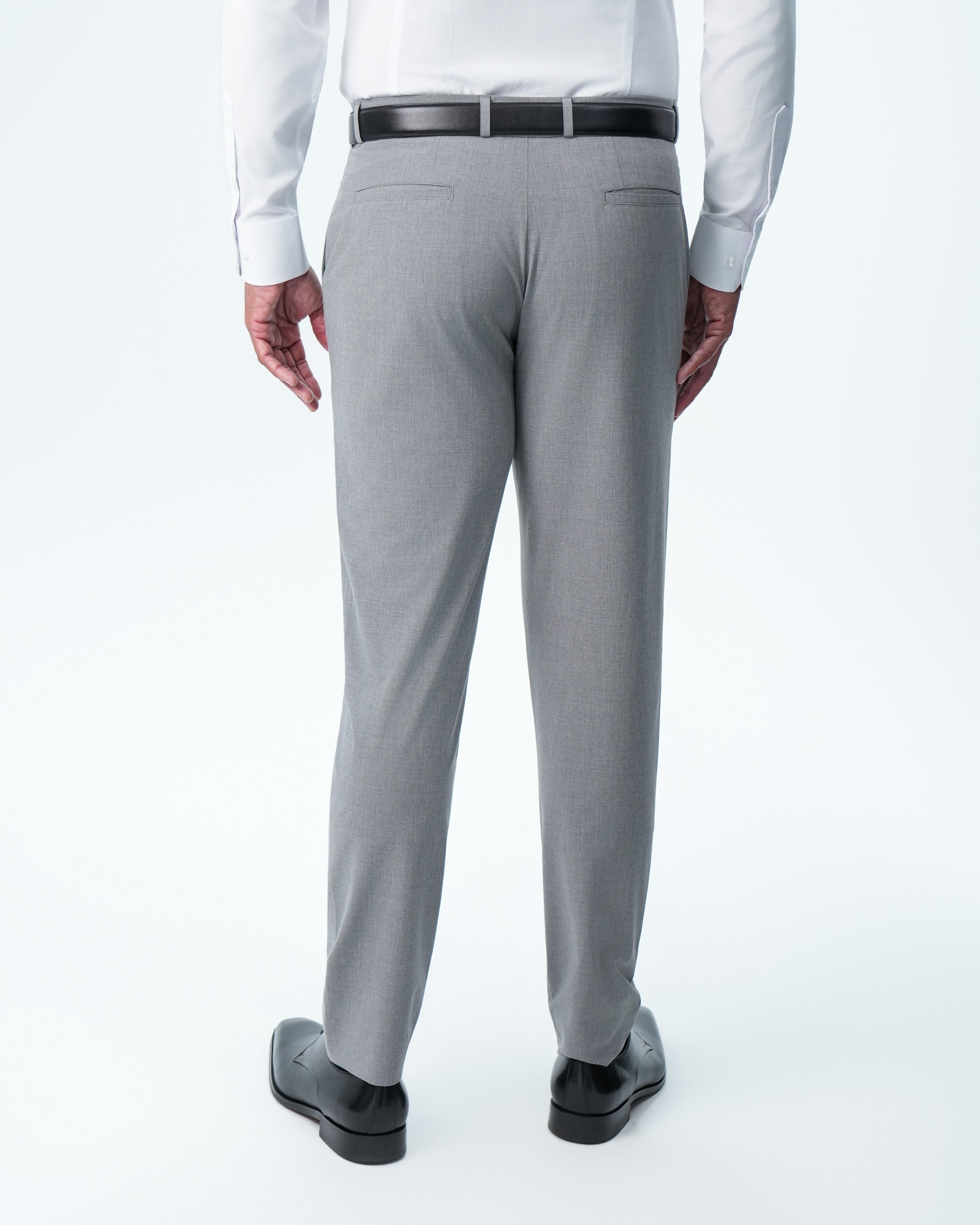Athletic Fit Stretch Suit Pants - Lightweight Heathered Smoked Grey