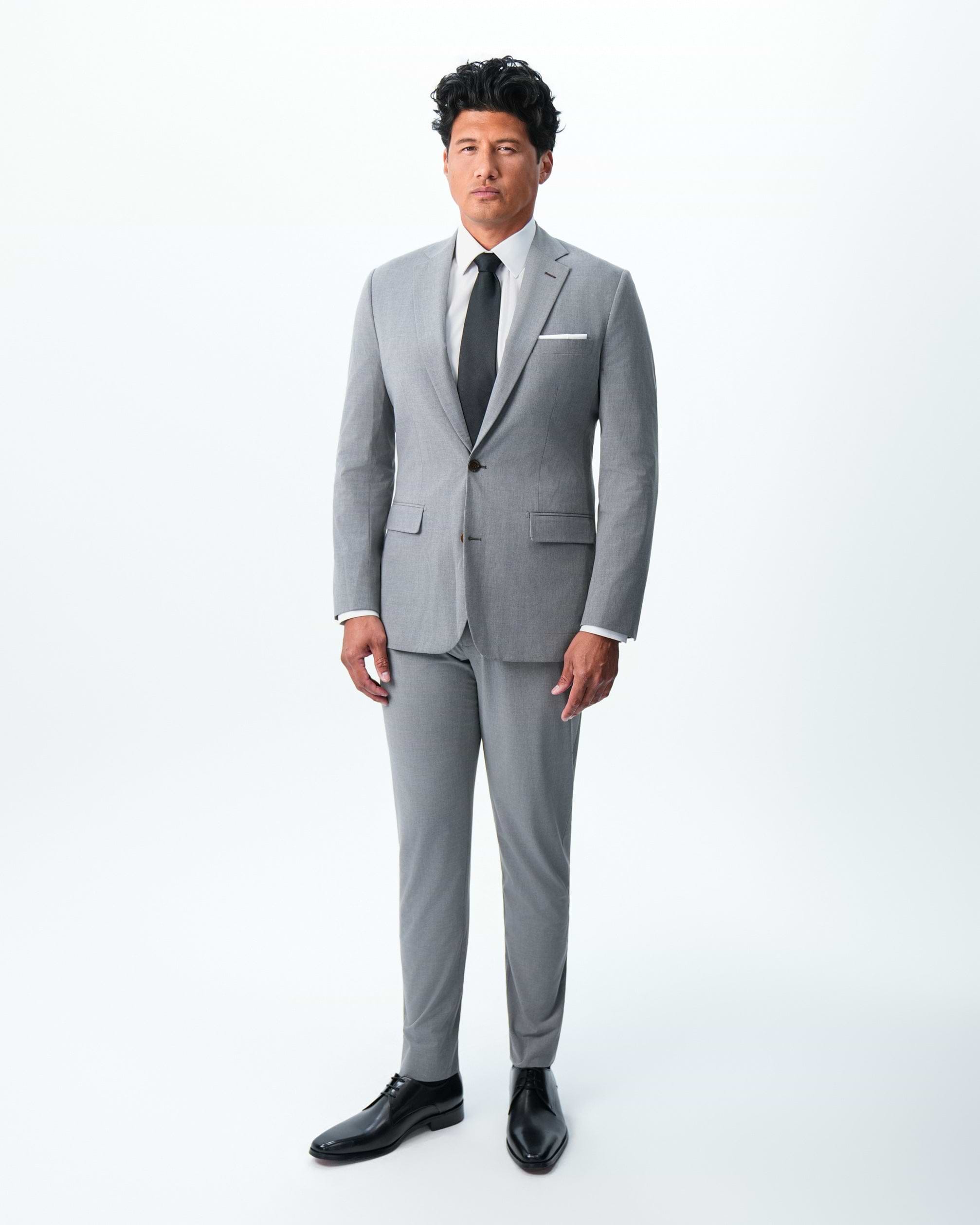 Athletic Fit Stretch Suit - Lightweight Heathered Smoked Grey
