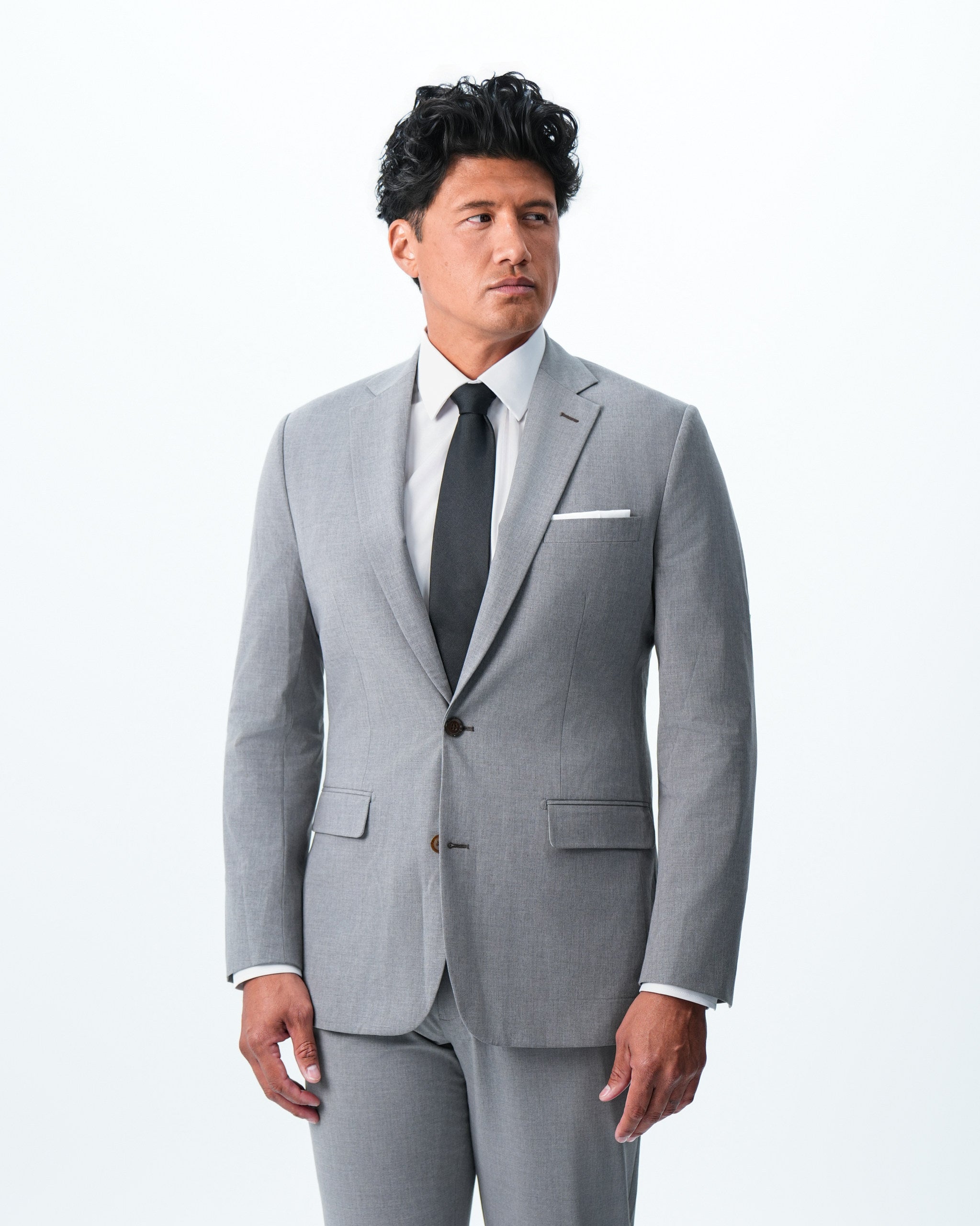 Athletic Fit Stretch Blazer - Lightweight Heathered Smoked Grey