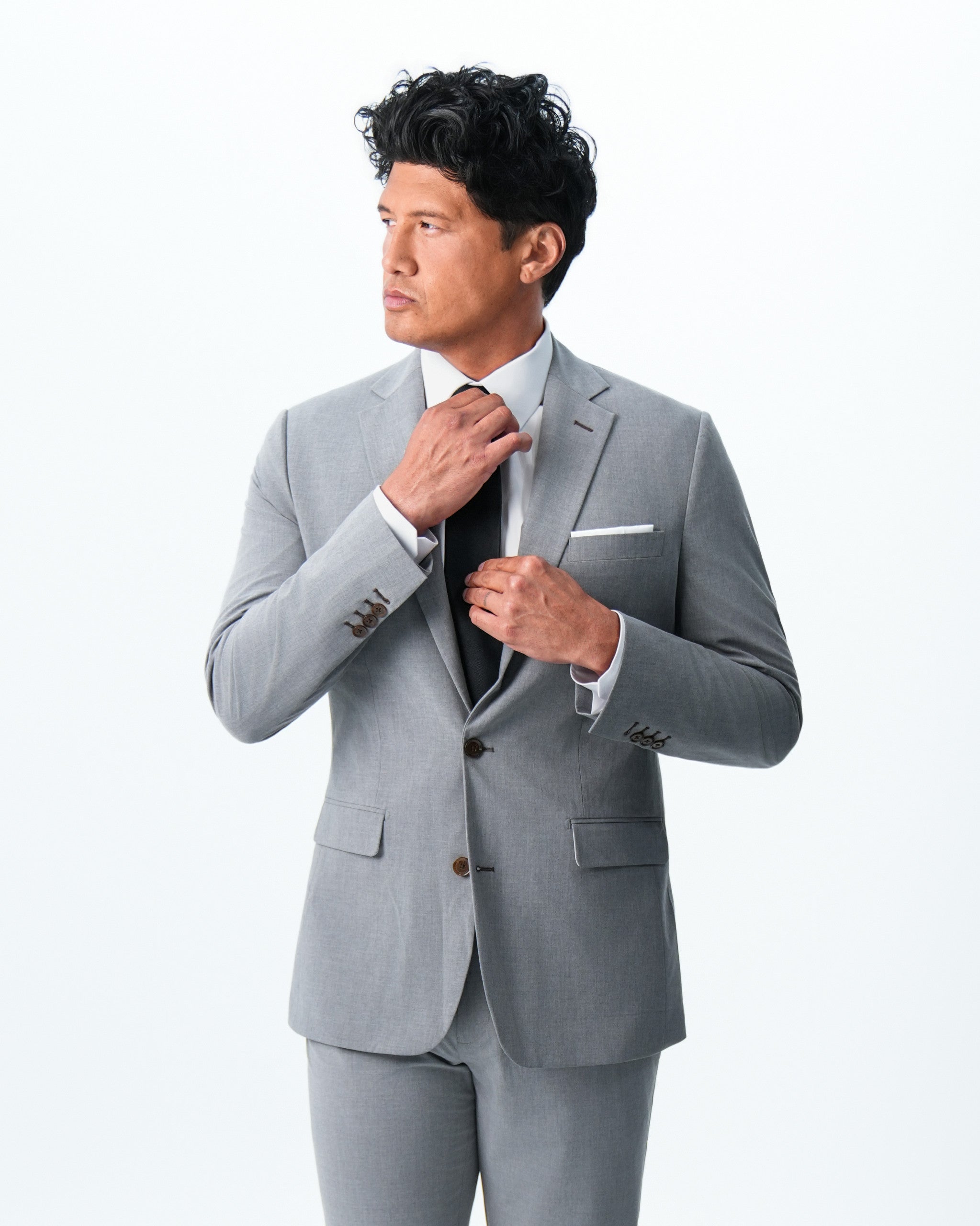 Athletic Fit Stretch Suit - Lightweight Heathered Smoked Grey