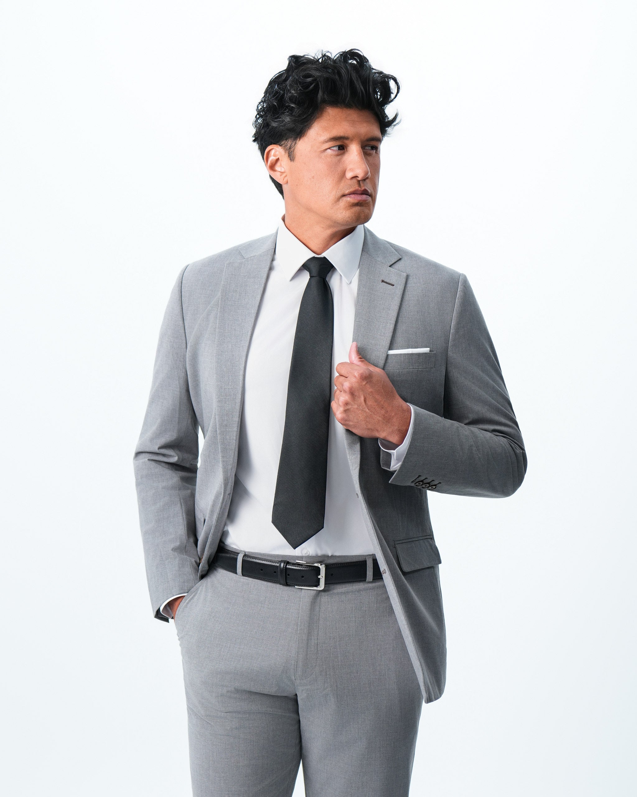 Athletic Fit Stretch Blazer - Lightweight Heathered Smoked Grey