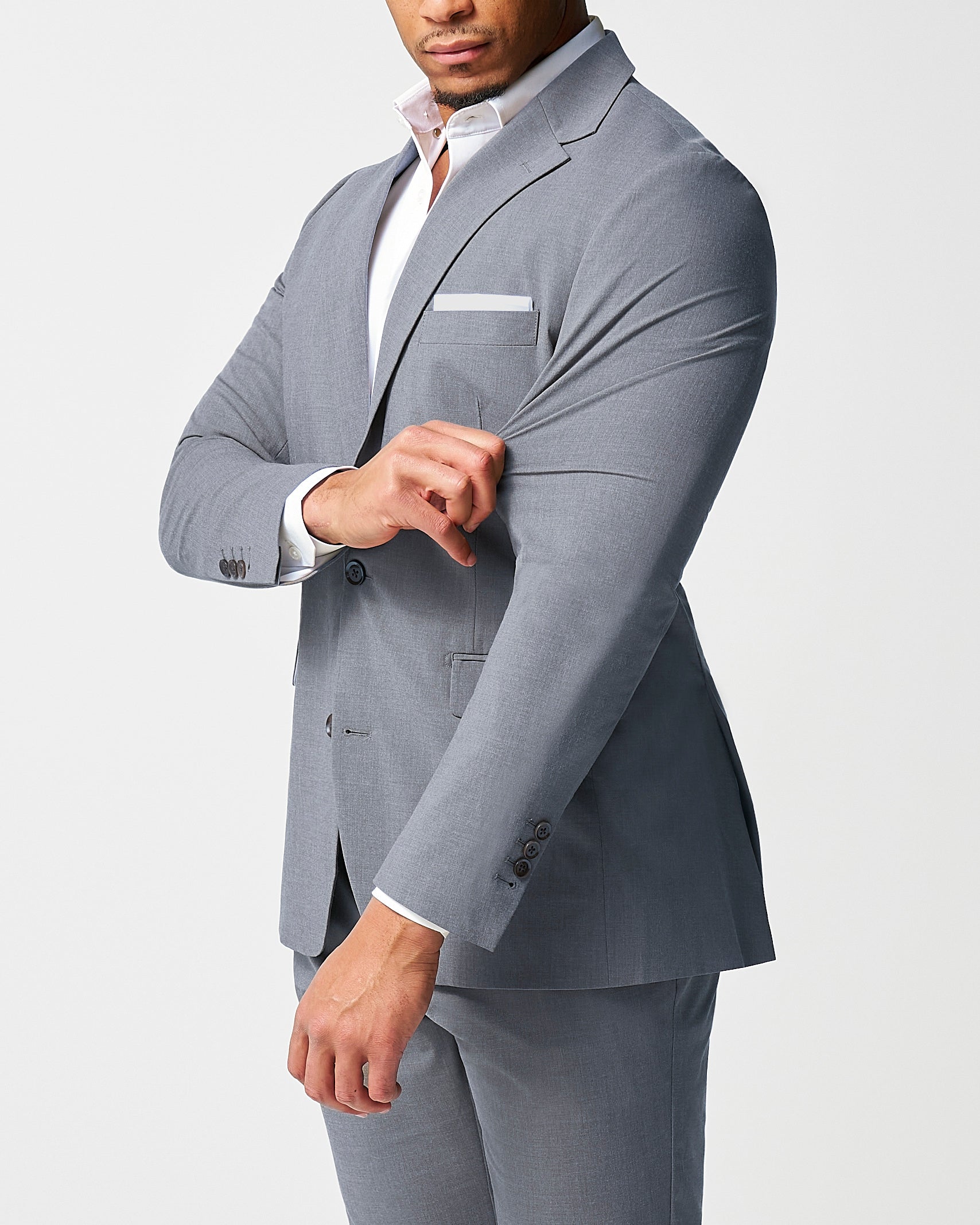 Athletic Fit Stretch Suit - Lightweight Heathered Smoked Grey