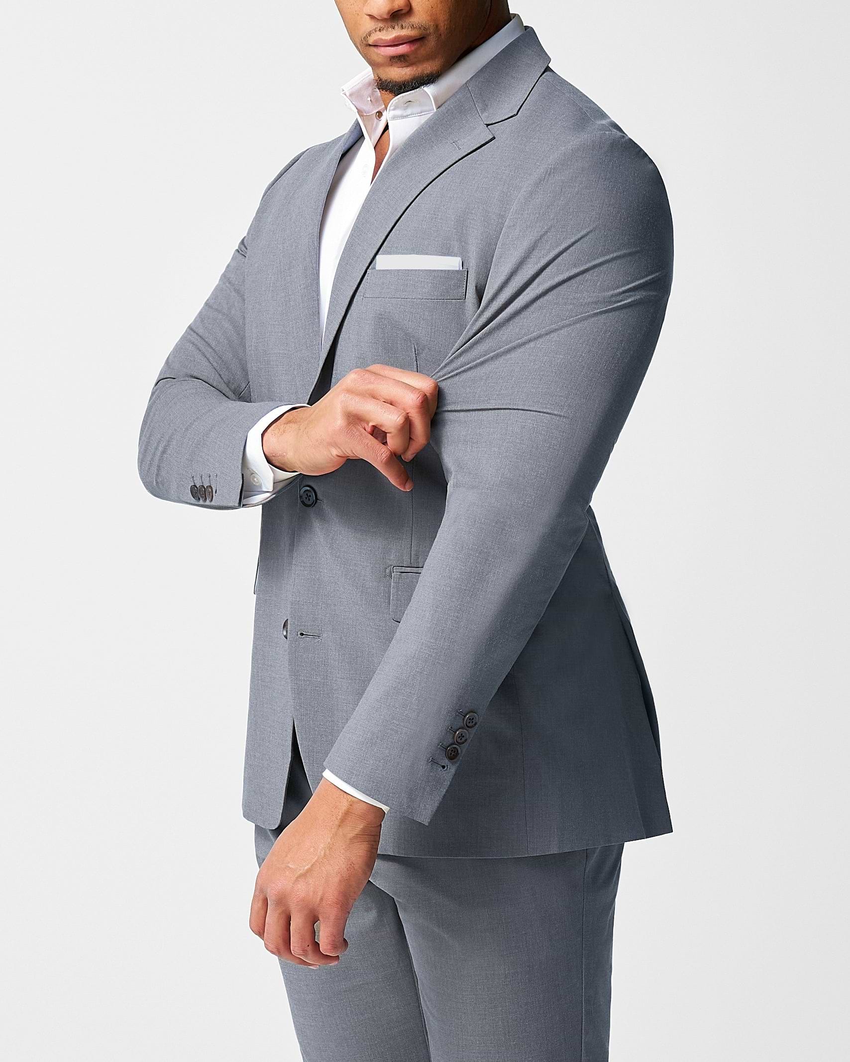 Athletic Fit Stretch Blazer - Lightweight Heathered Smoked Grey