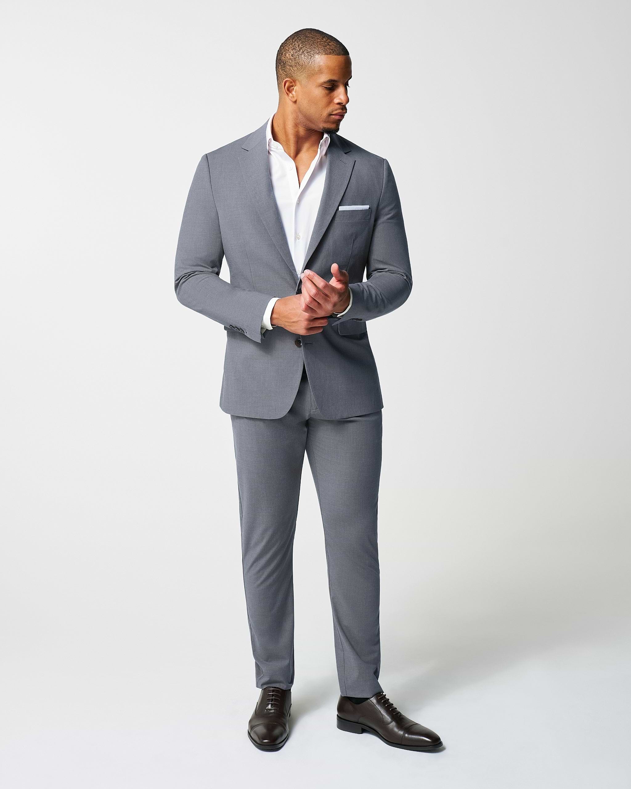 Athletic Fit Stretch Blazer - Lightweight Heathered Smoked Grey