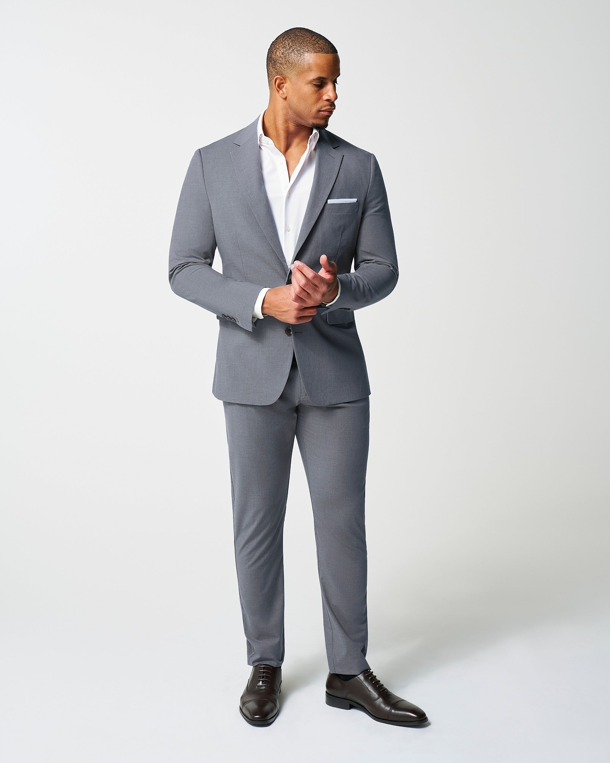 Athletic Fit Stretch Blazer - Lightweight Heathered Smoked Grey