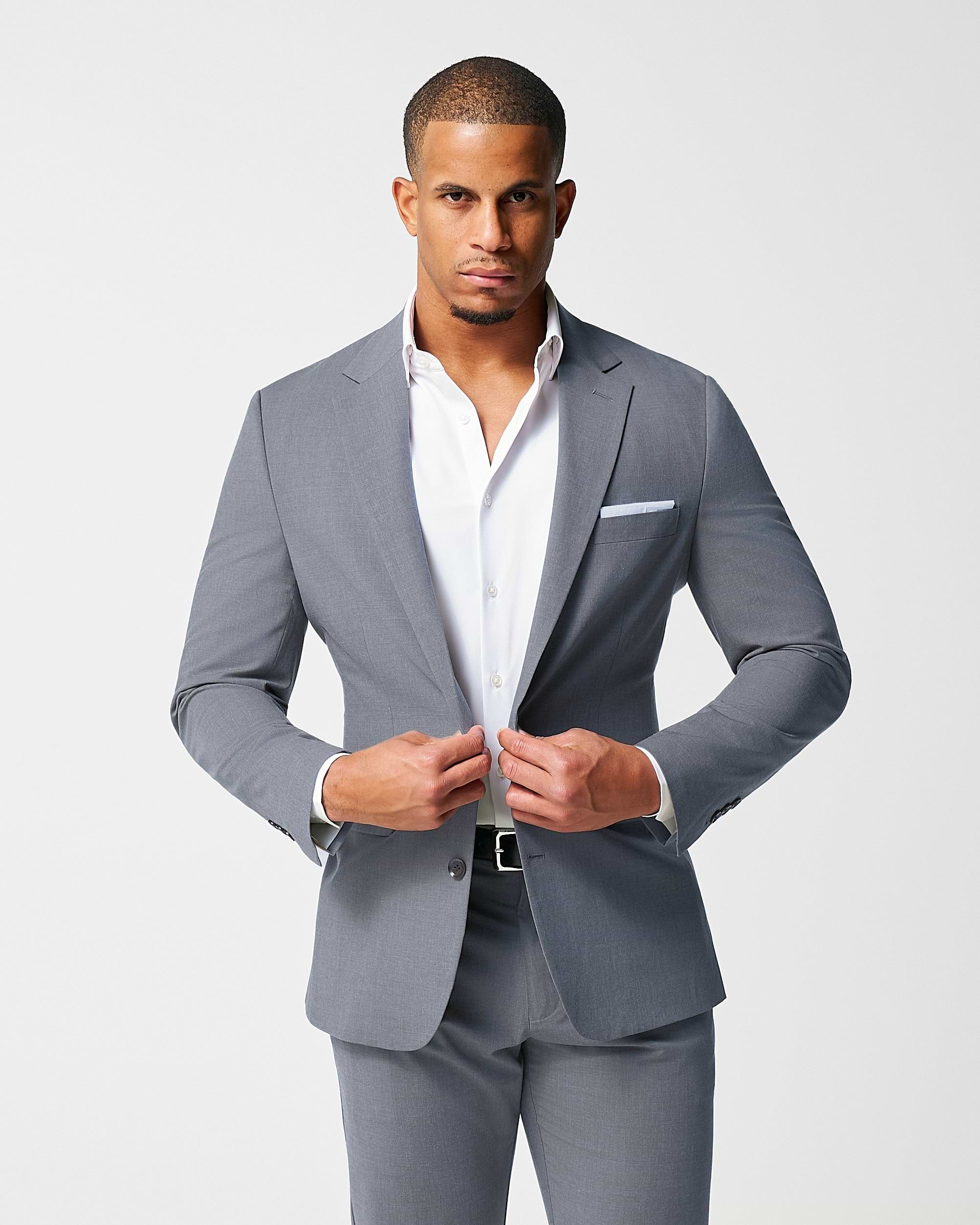 Athletic Fit Stretch Blazer - Lightweight Heathered Smoked Grey