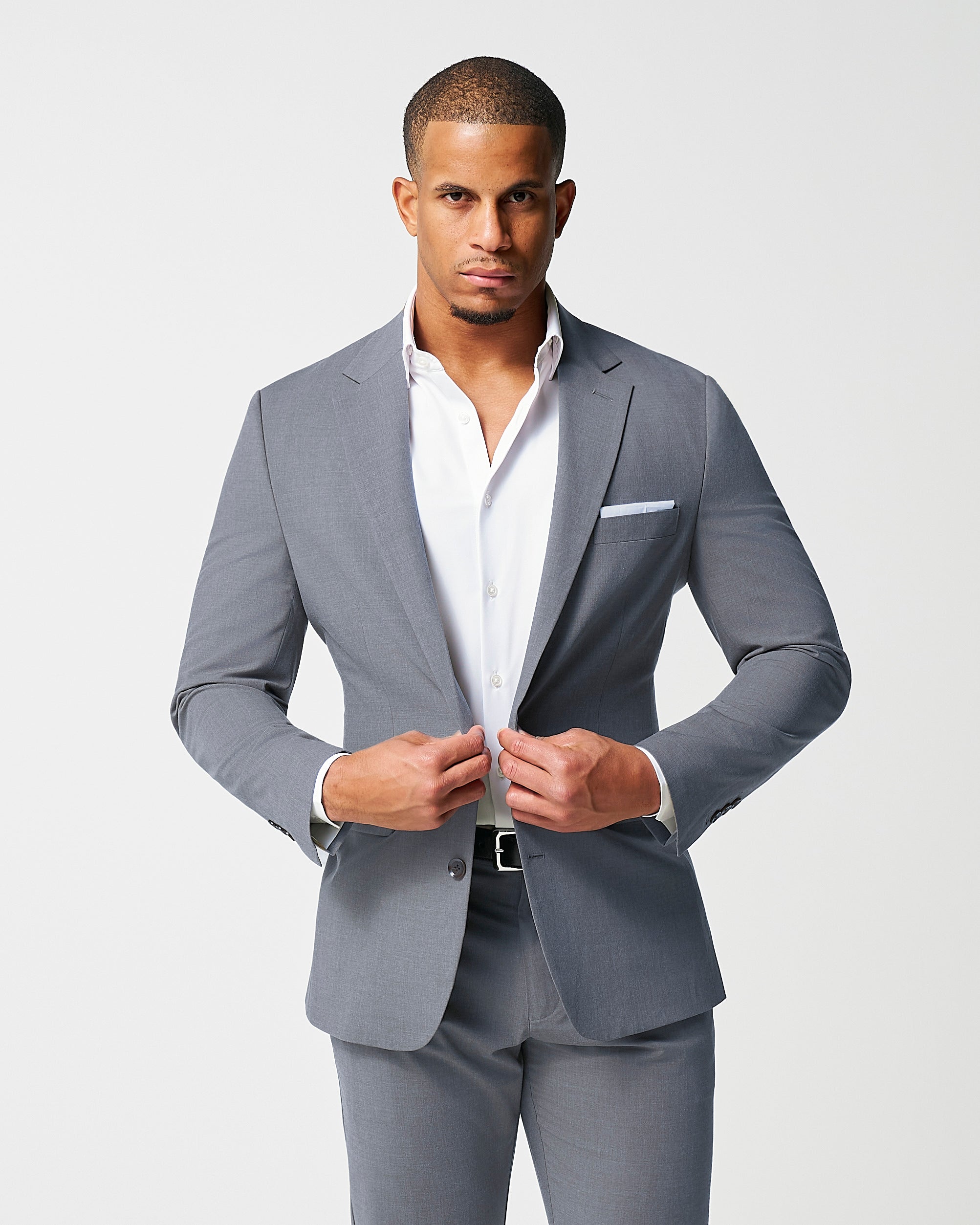 Athletic Fit Stretch Blazer - Lightweight Heathered Smoked Grey