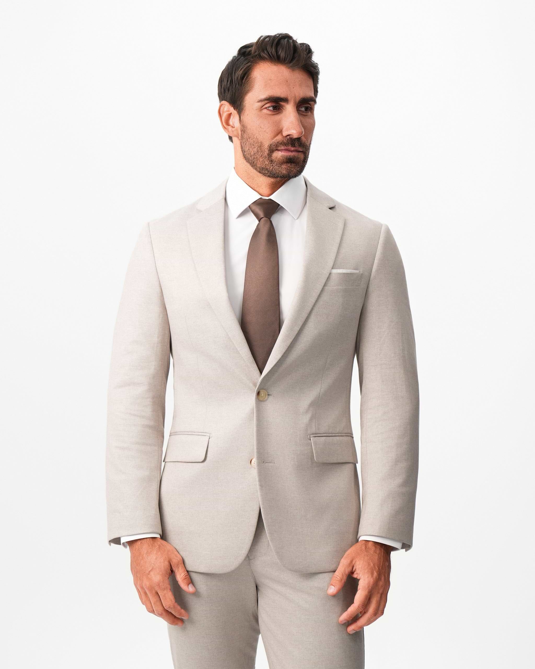 Athletic Fit Stretch Suit - Solid Tan
