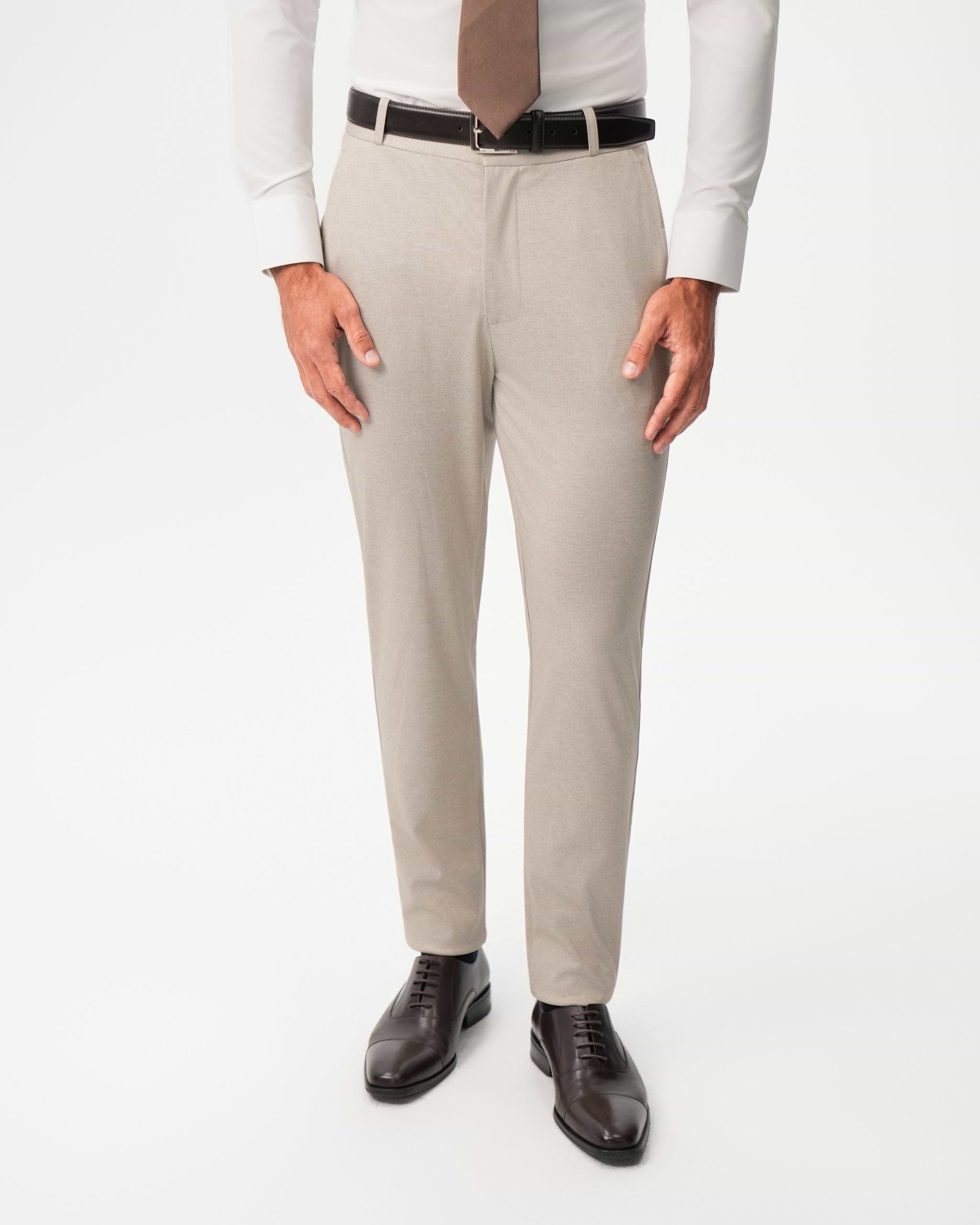 Athletic Fit Stretch Suit Pants - Solid Tan