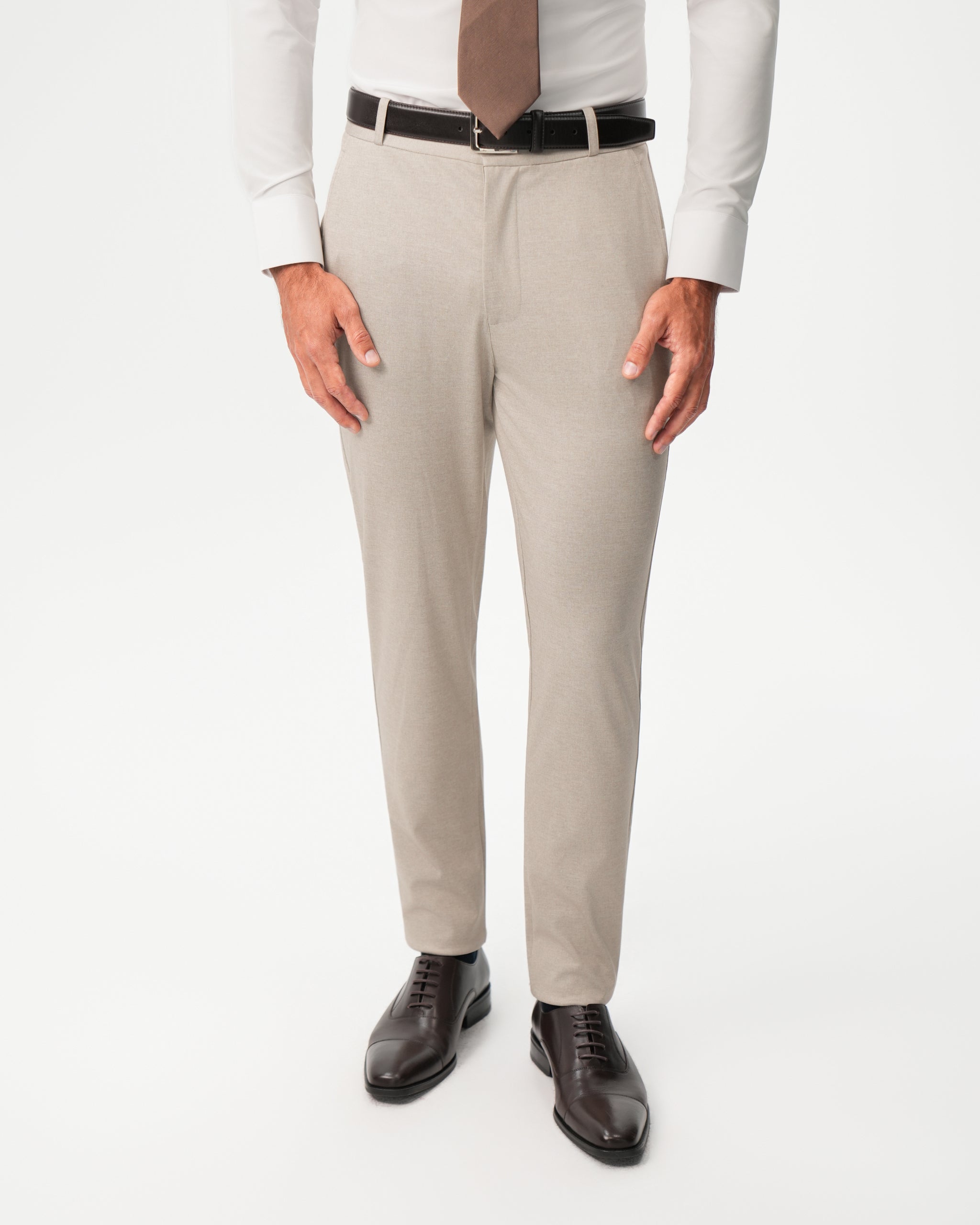 Athletic Fit Stretch Suit Pants - Solid Tan
