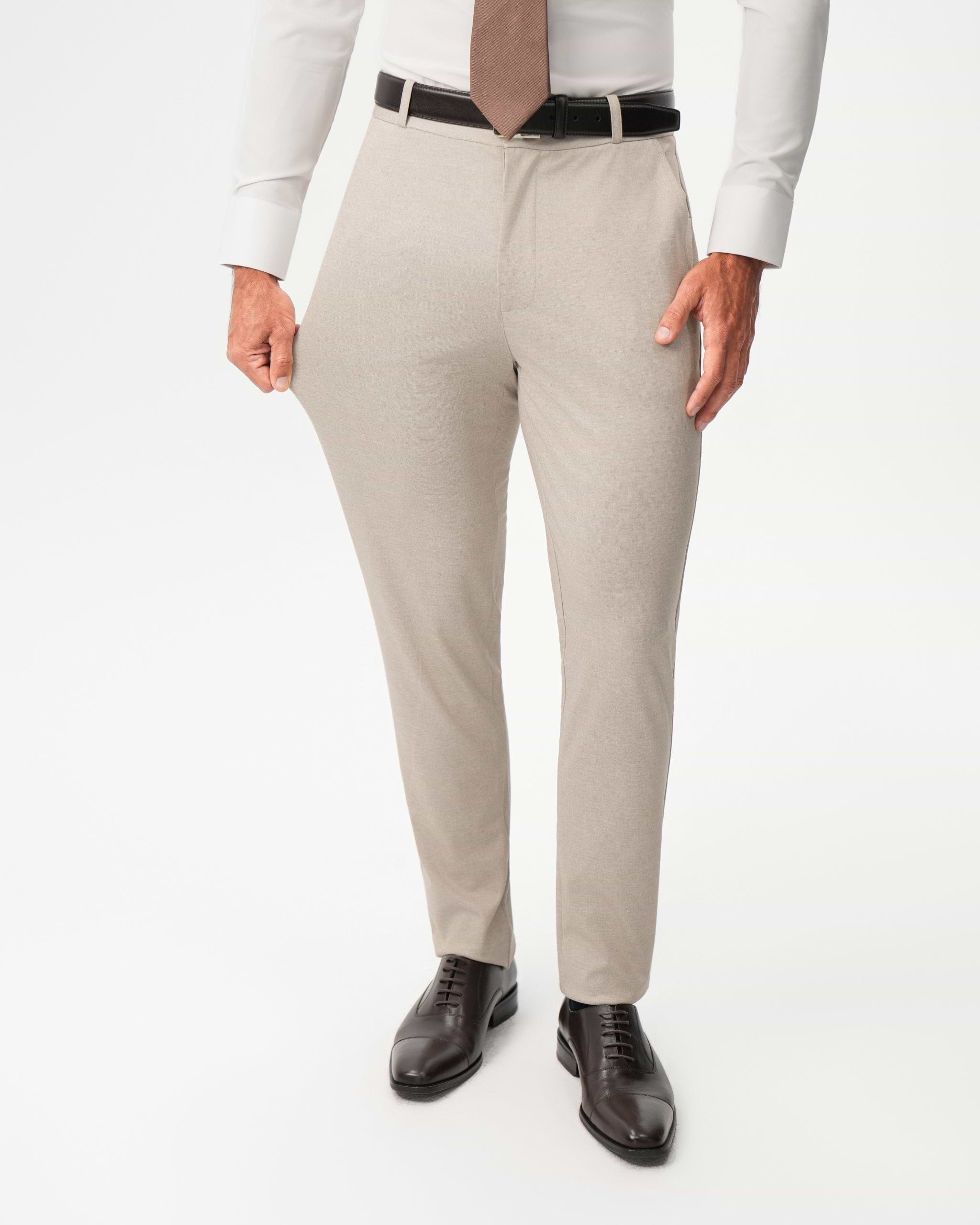 Athletic Fit Stretch Suit Pants - Solid Tan